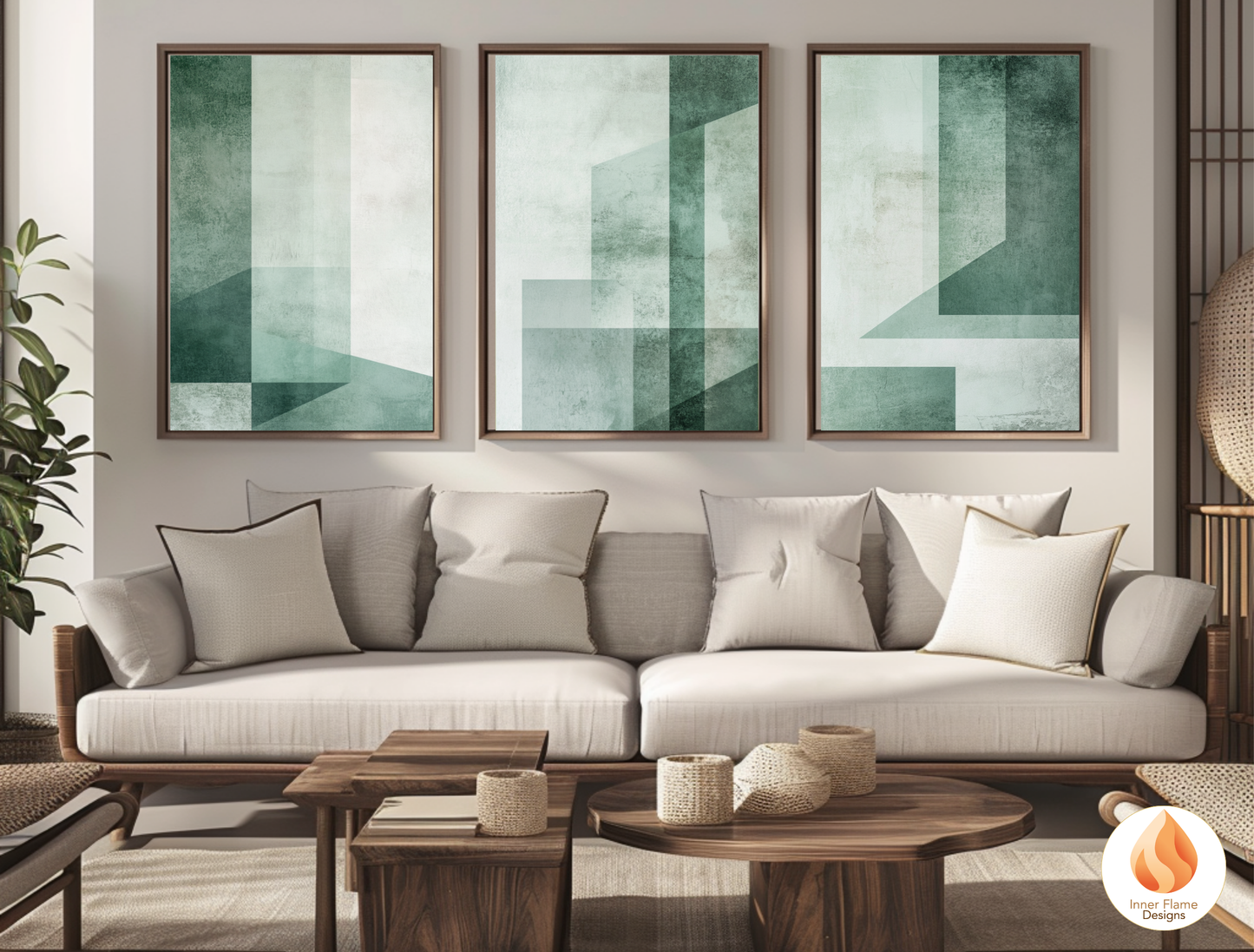 Simple Geometric Artwork for Modern Home Design | Triptych Artwork