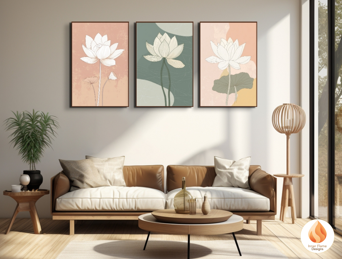 Subtle Japandi Art for Modern Home Design | Triptych Artwork (Series 3)
