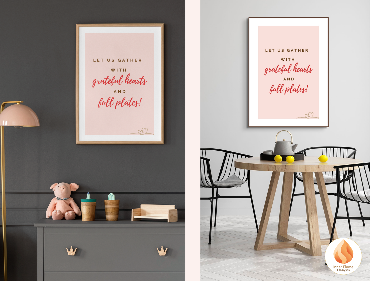 Motivational Poster with Quote on Family and Togetherness 5 - "Let Us Gather With Grateful Hearts And Full Plates!"
