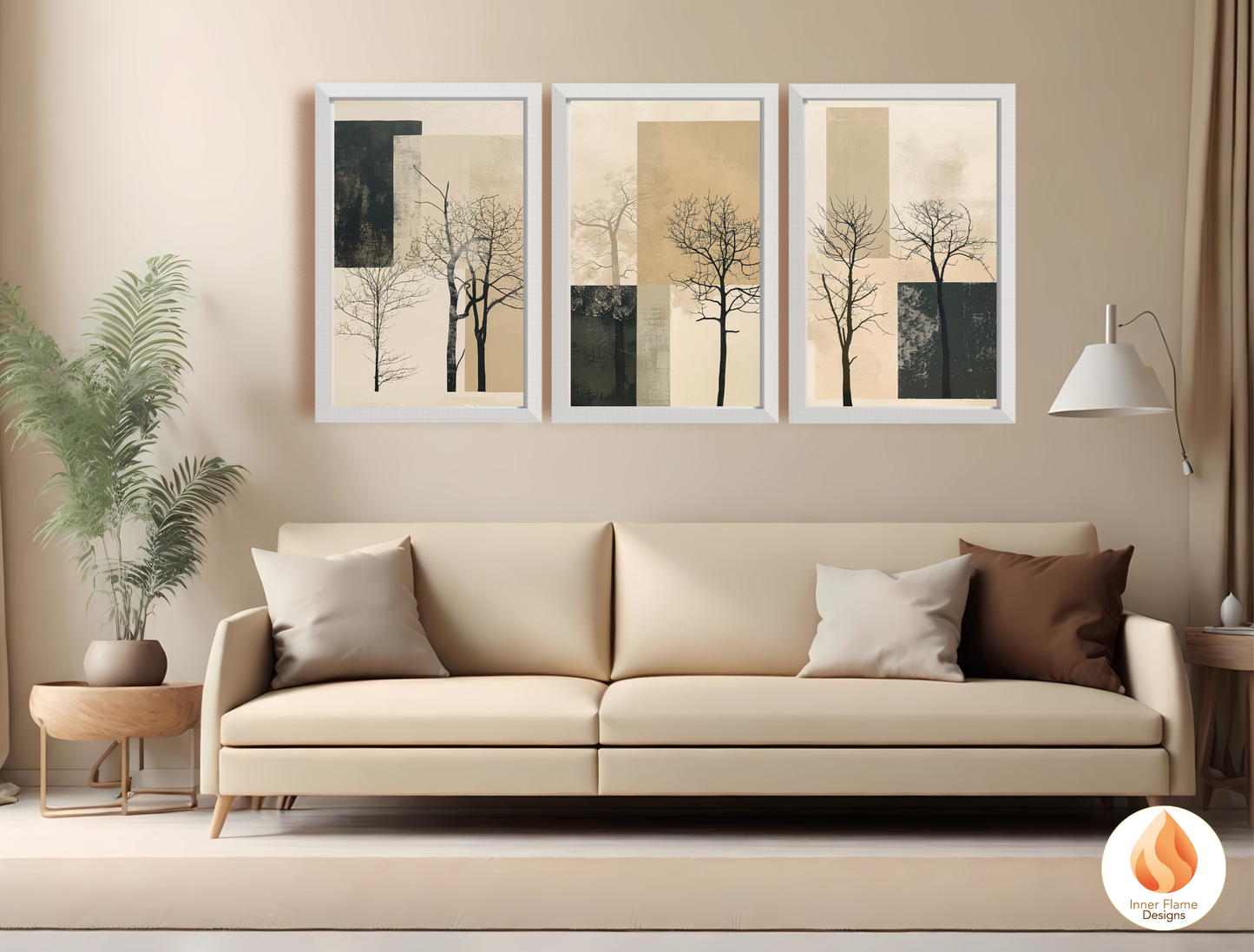 Delicate Japandi Art for Modern Home Design | Triptych Artwork