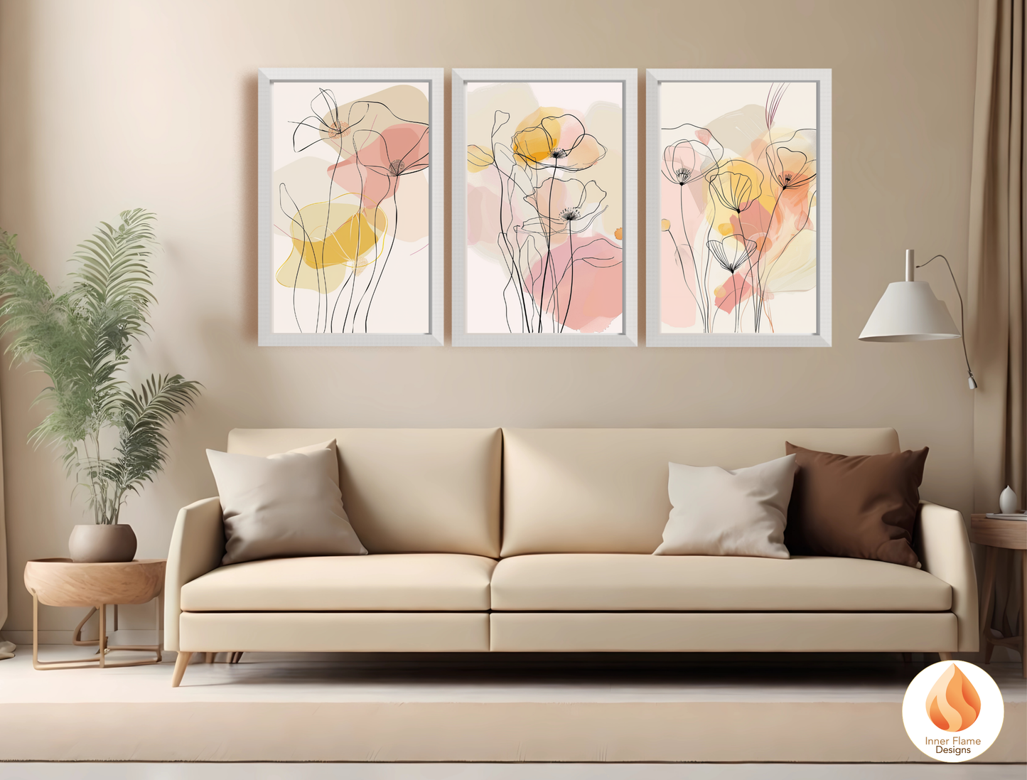 Graceful Line Art for Modern Home Design | Triptych Artwork (Series 4)