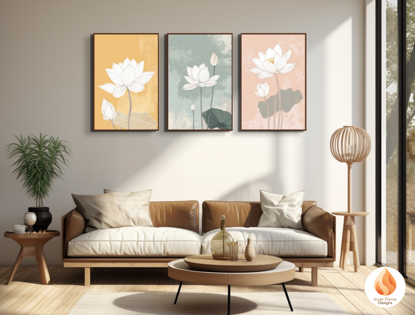 Subtle Japandi Art for Modern Home Design | Triptych Artwork (Series 4)