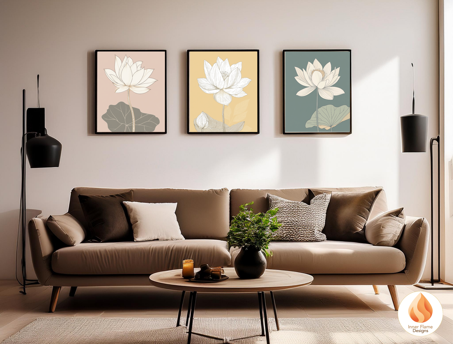 Subtle Japandi Art for Modern Home Design | Triptych Artwork (Series 2)