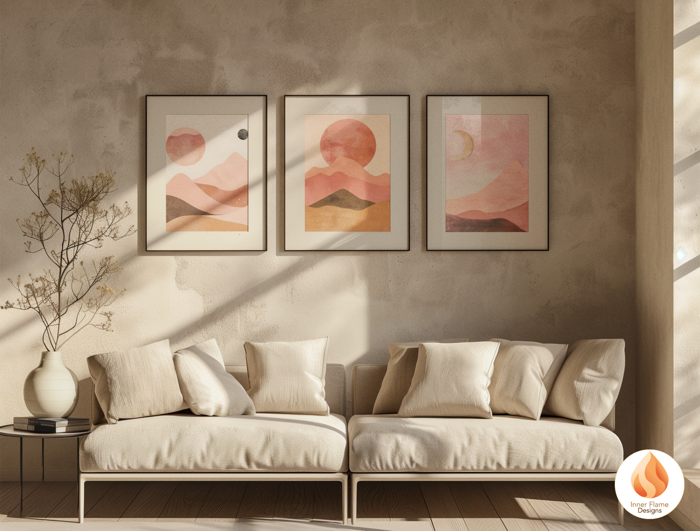 Soothing Boho Wall Art Décor for Modern Home Design | Triptych Artwork (Series 2)