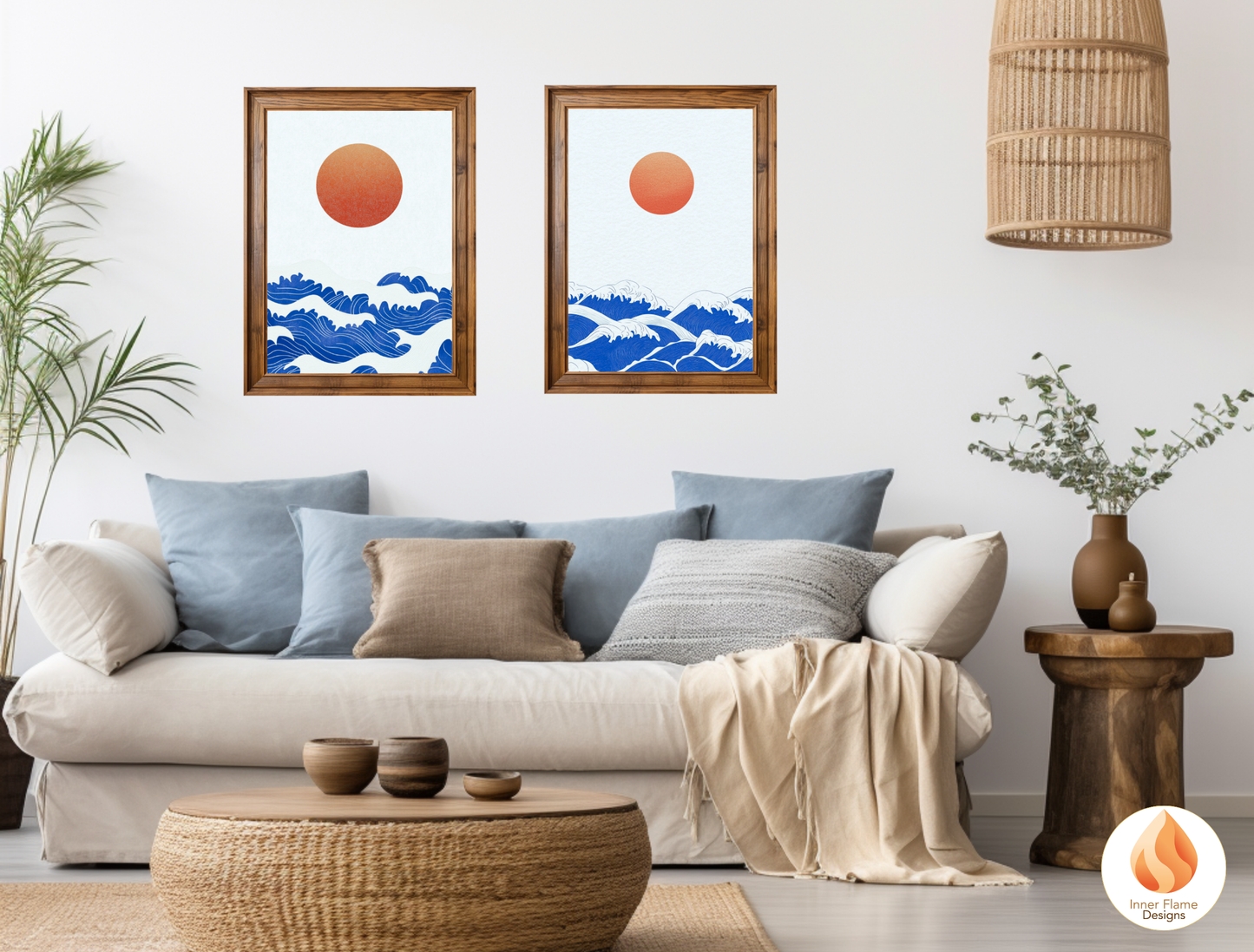 Vibrant Japandi Art for Modern Home Design | Diptych Artwork (Series 2)
