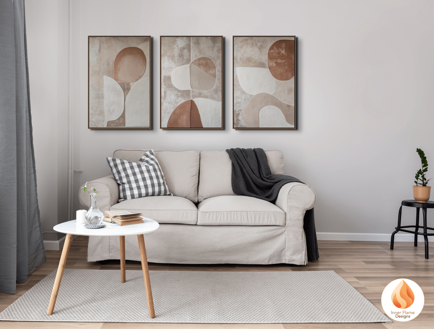 Earthy Minimalist Art for Modern Home Design | Triptych Artwork