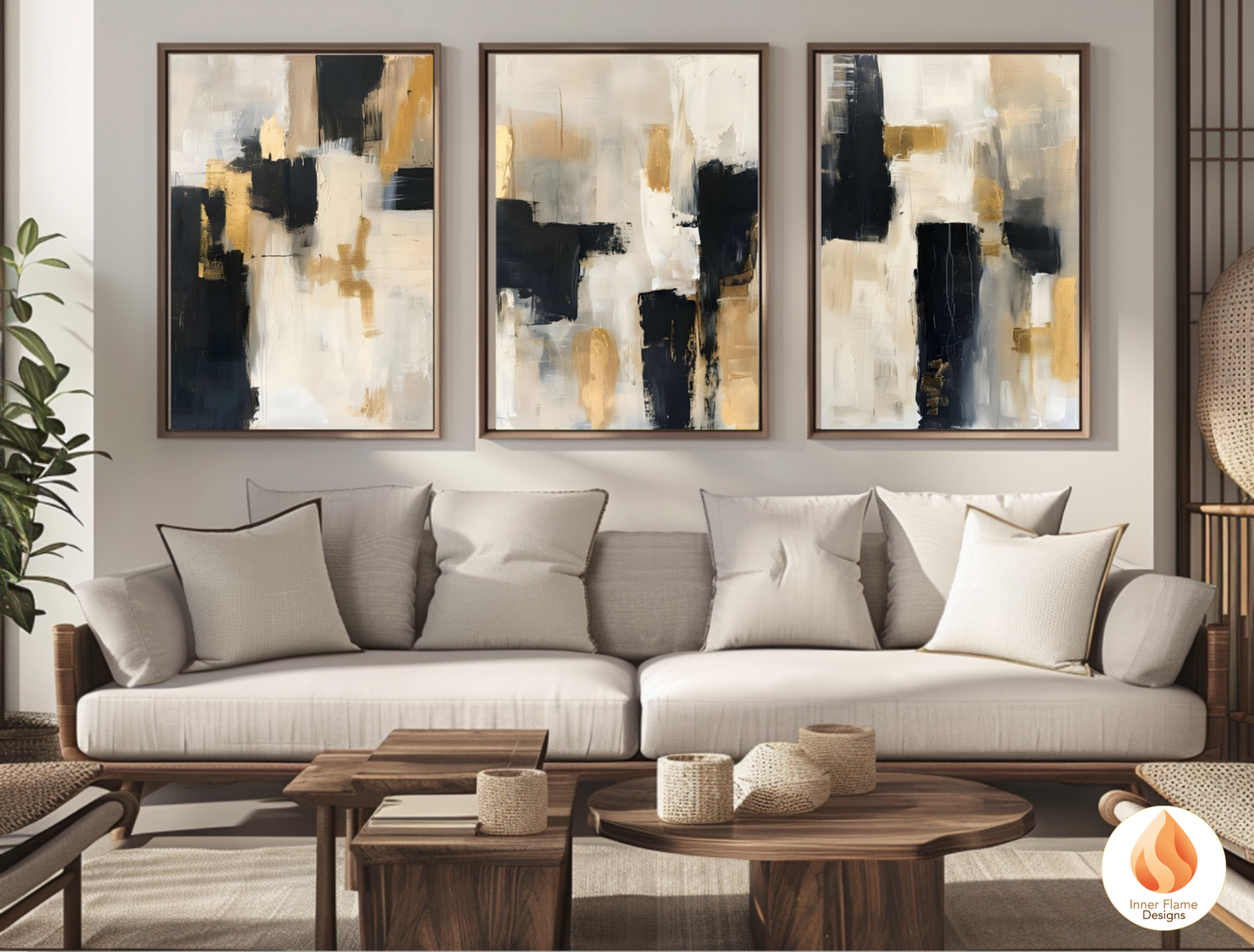 Sophisticated Minimalist Art for Modern Home Design | Triptych Artwork