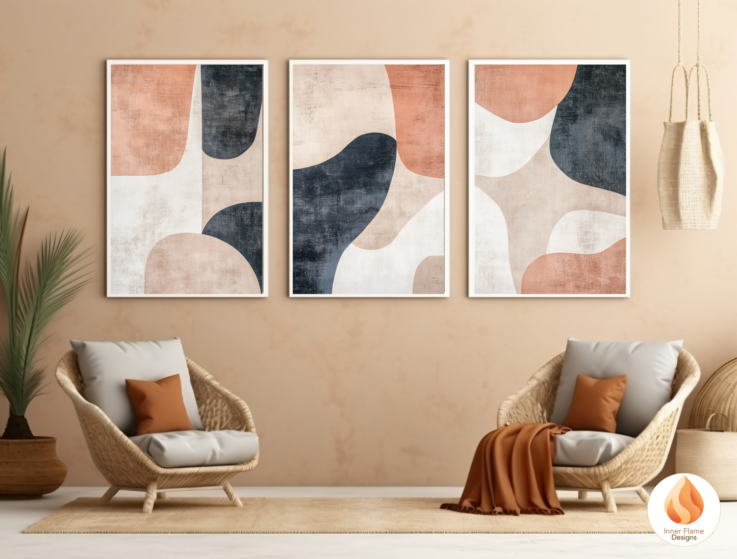 Organic Minimalist Art for Modern Home Design | Triptych Artwork