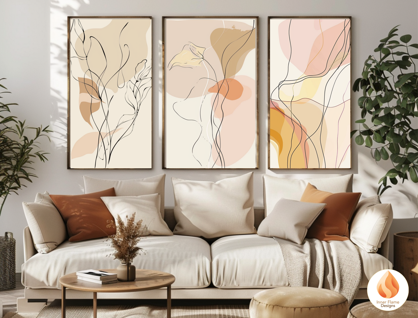 Graceful Line Art for Modern Home Design | Triptych Artwork (Series 2)