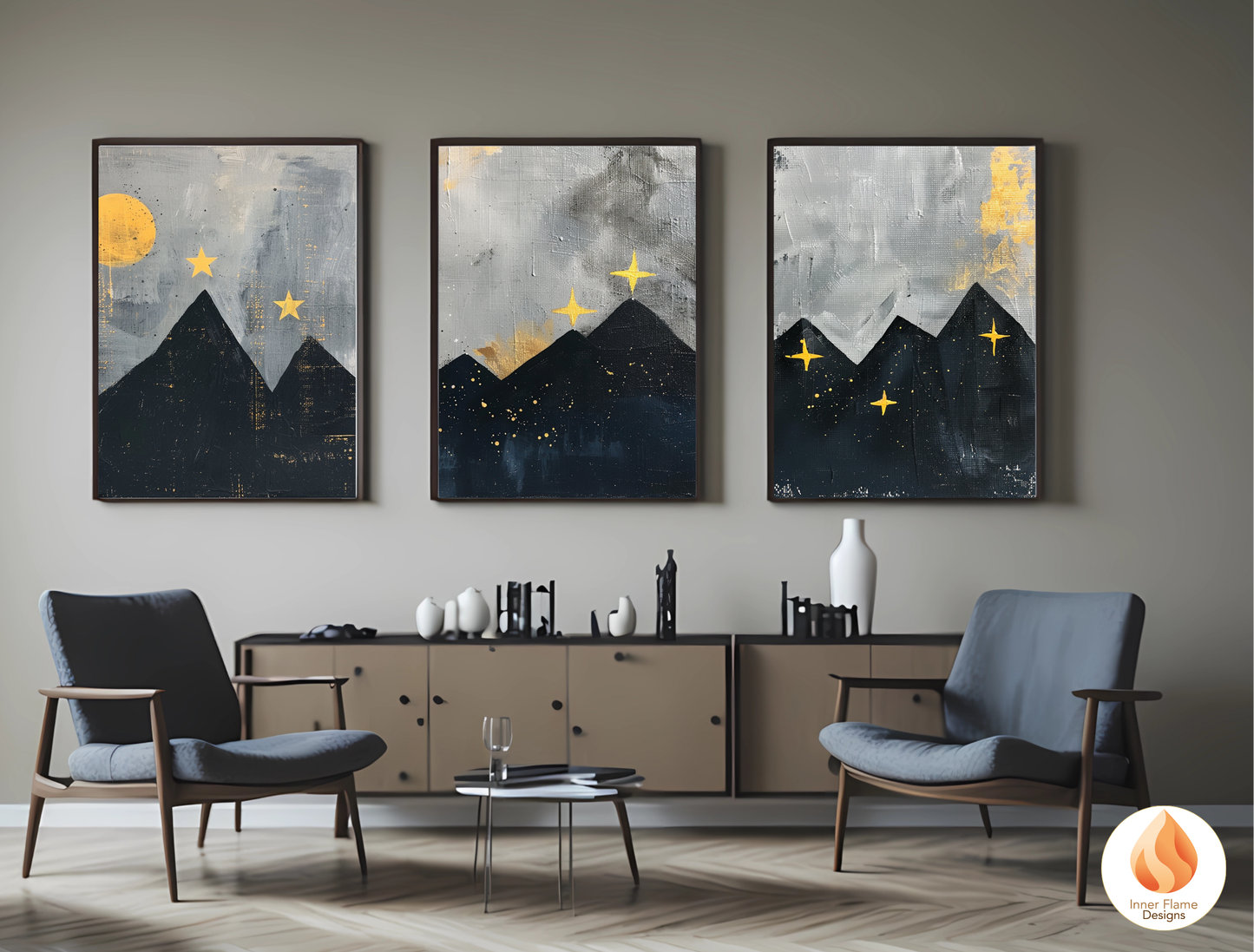 Ethereal Japandi Art for Modern Home Design | Triptych Artwork (Series 3)