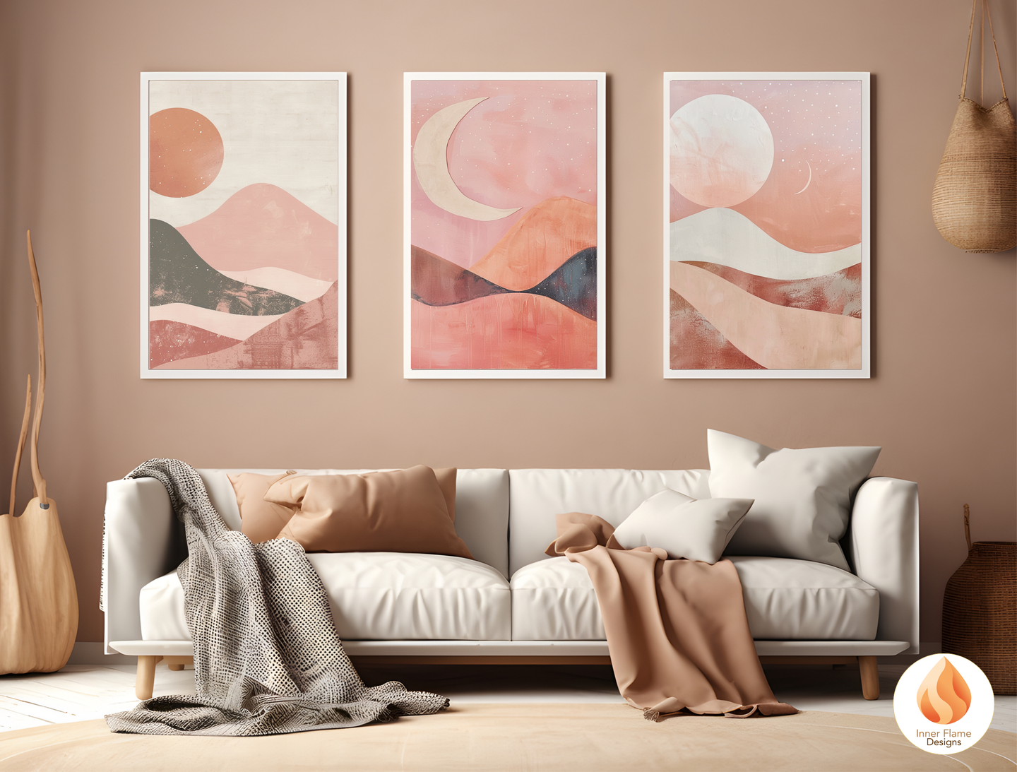 Soothing Boho Wall Art Décor for Modern Home Design | Triptych Artwork (Series 5)