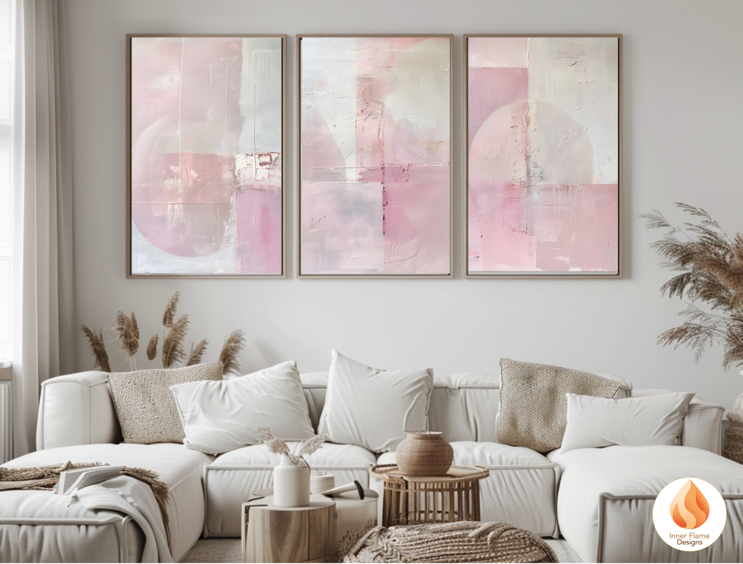 Dreamy Minimalist Art for Modern Home Design | Triptych Artwork