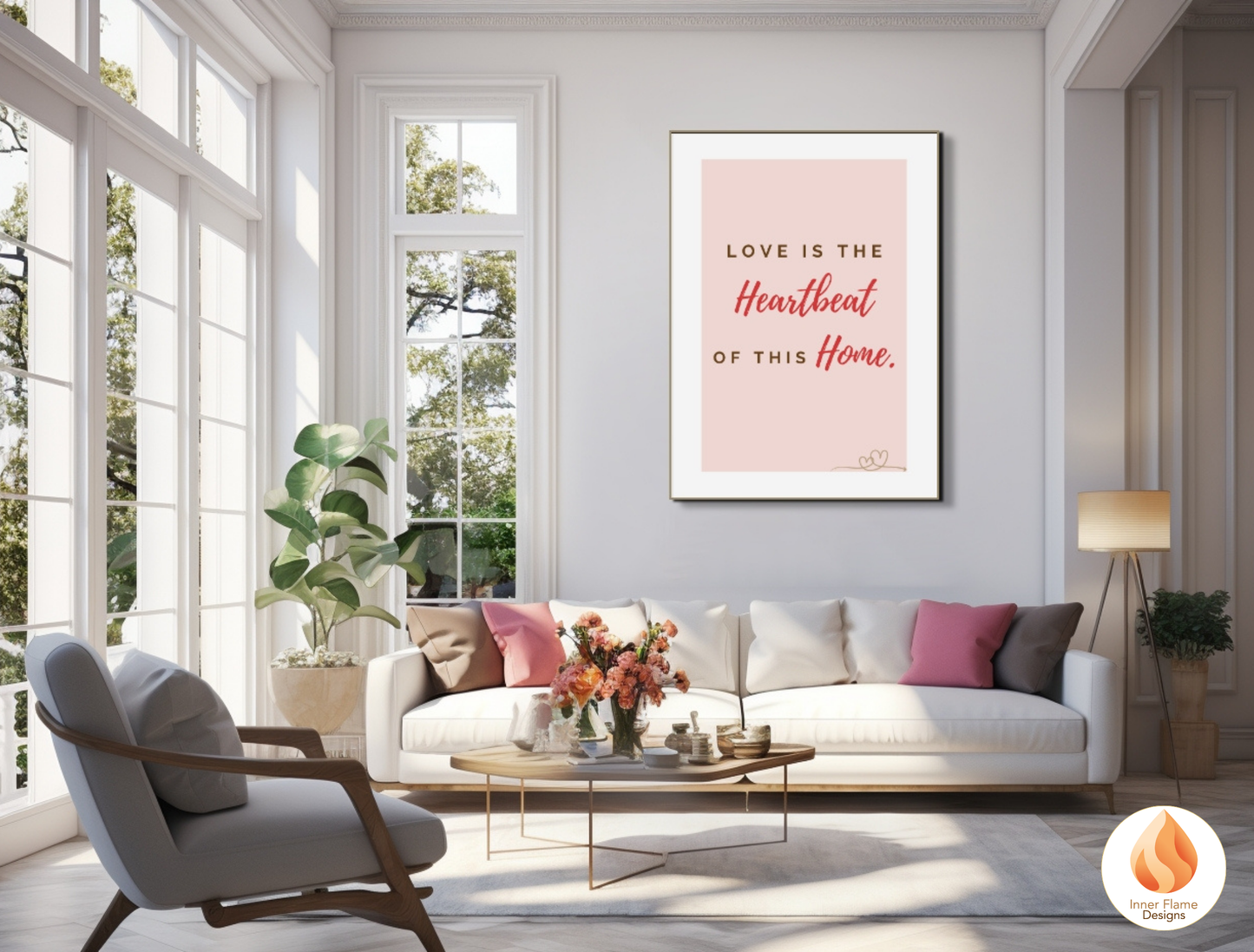 Motivational Poster with Love Inspirational Quote 4 - "Love Is The Heartbeat Of This Home"