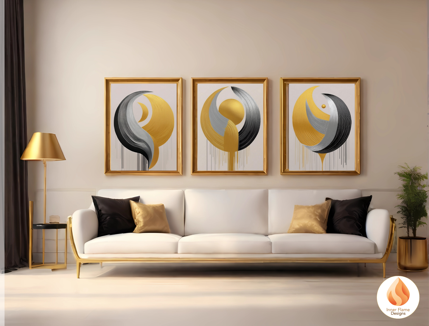 Futuristic Geometric Artwork for Modern Home Design | Triptych Artwork