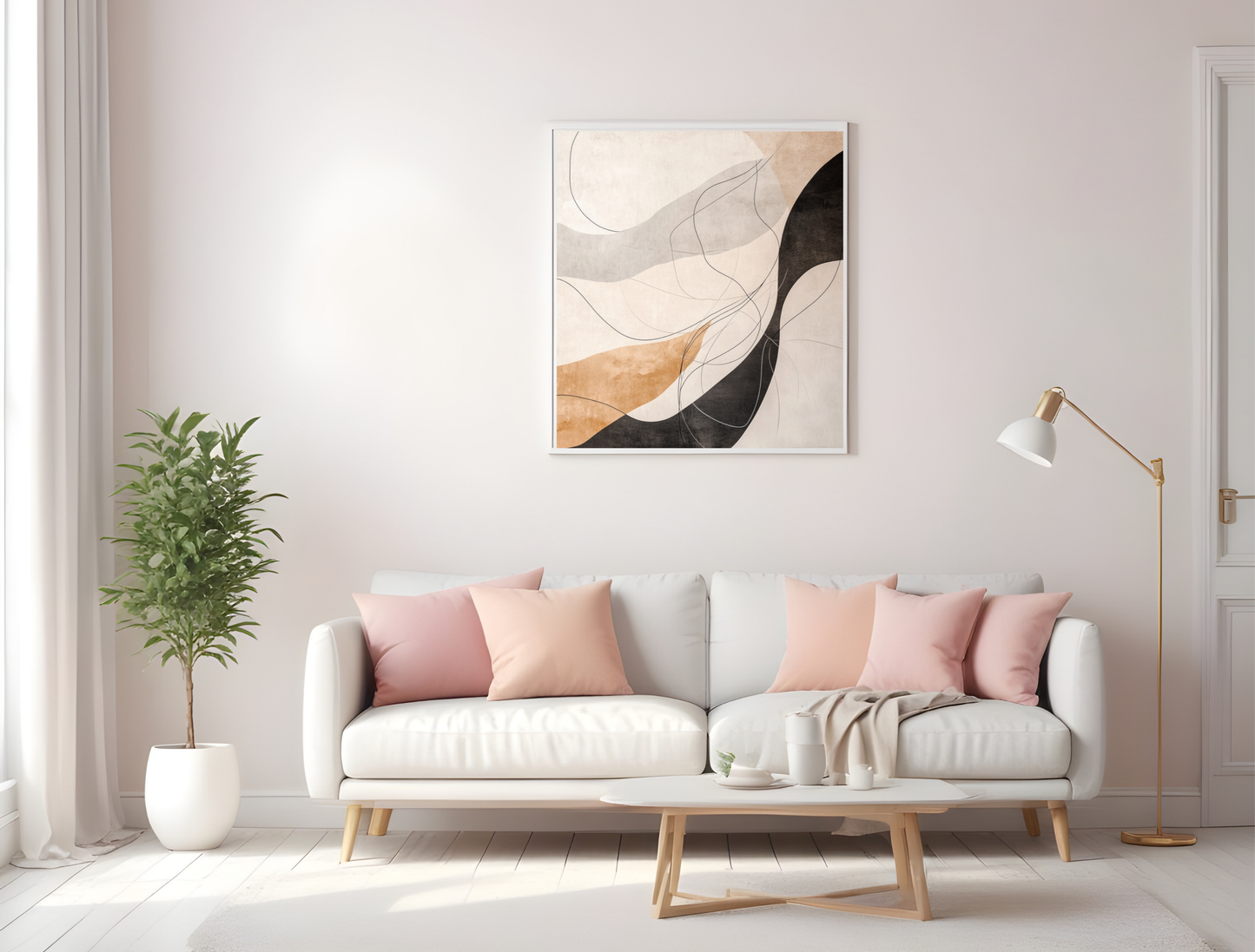 Neutral Line Art for Modern Home Design | Triptych Artwork