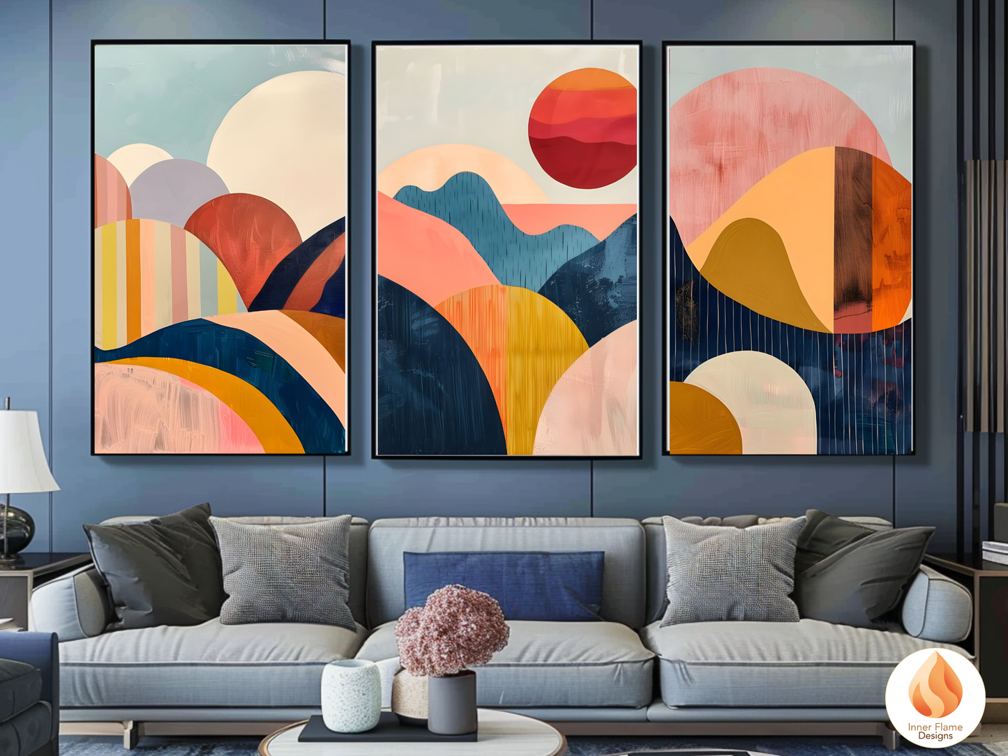 Eclectic Boho Wall Art Décor for Modern Home Design | Triptych Artwork (Series 5)