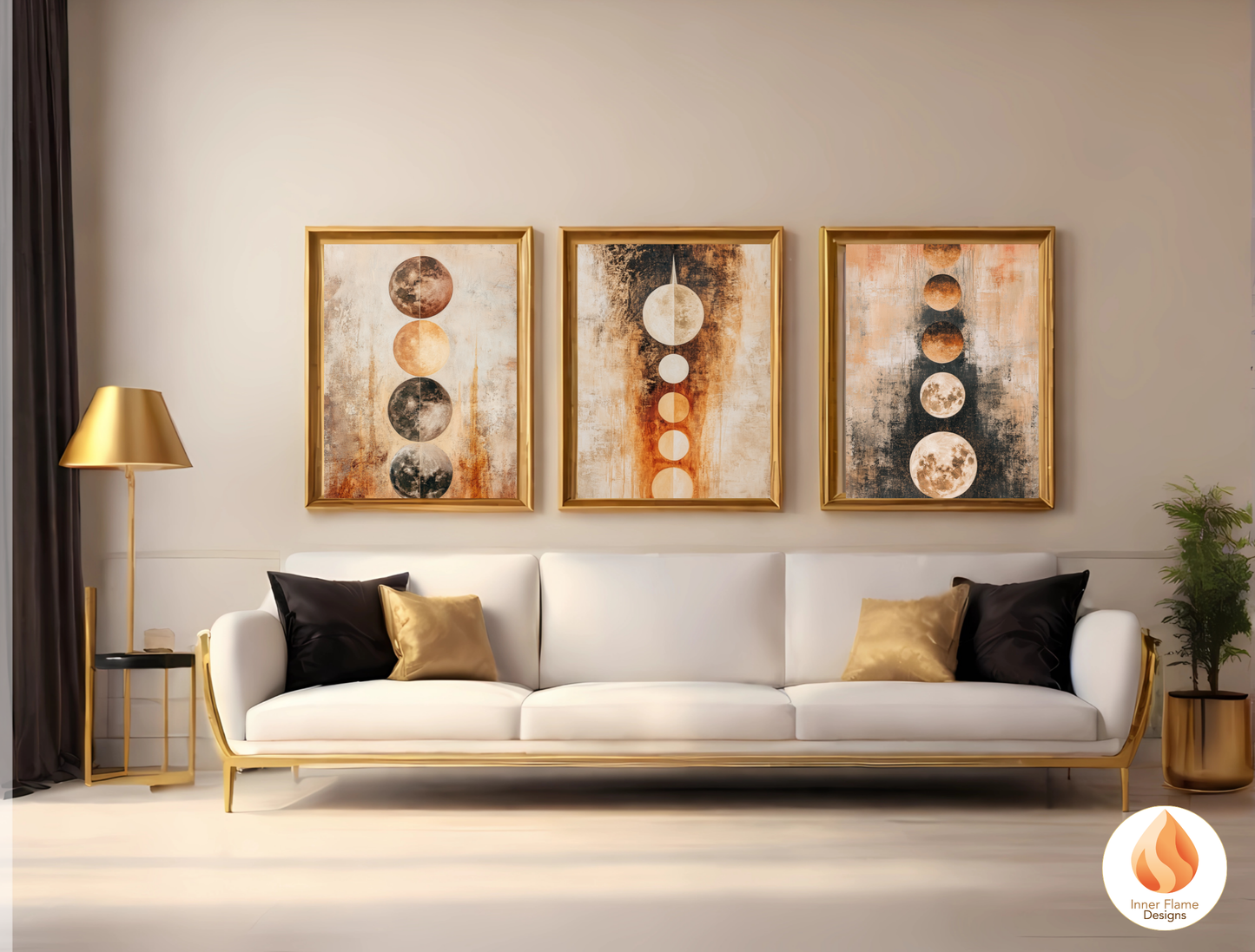 Cosmic Boho Wall Art Décor for Modern Home Design | Triptych Artwork (Series 1)