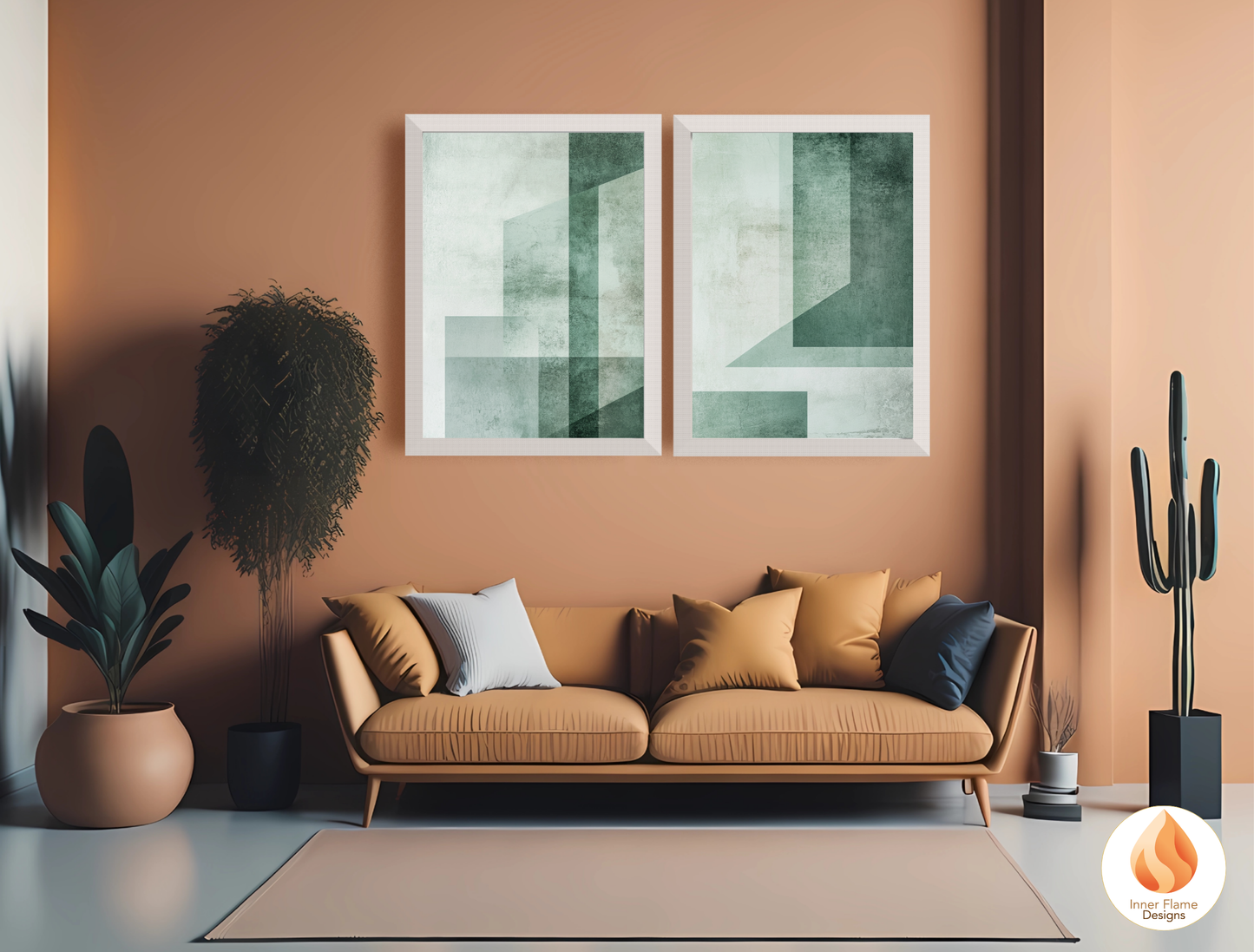 Simple Geometric Artwork for Modern Home Design | Triptych Artwork