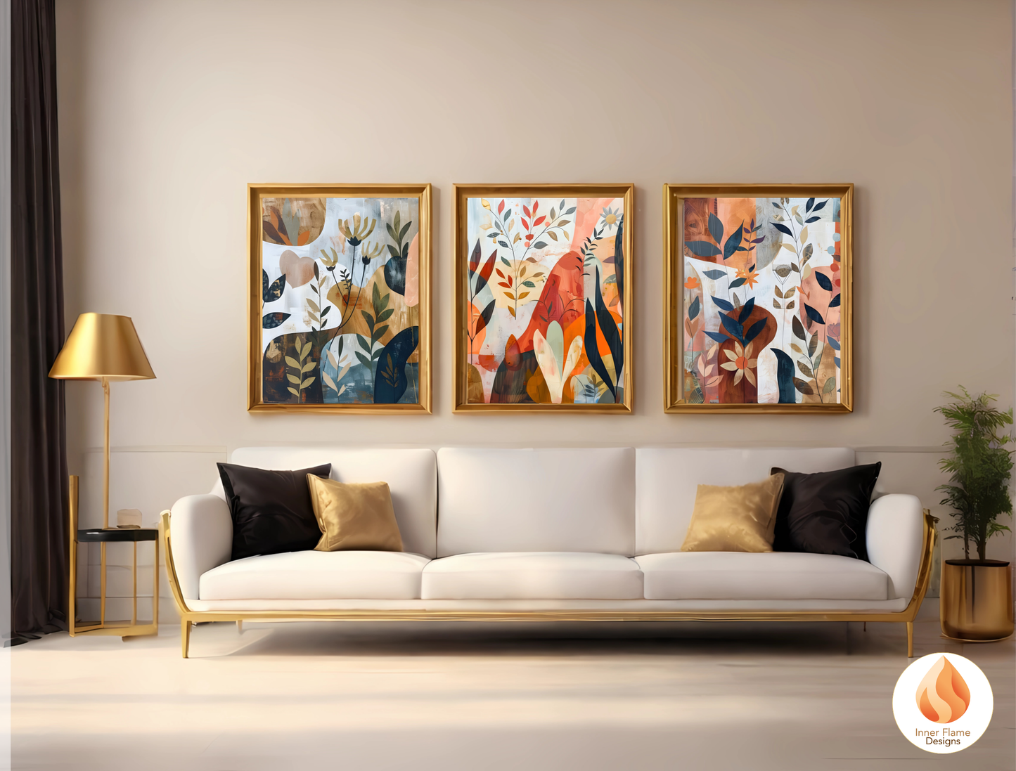Modern Boho Wall Art Décor for Modern Home Design | Triptych Artwork (Series 3)