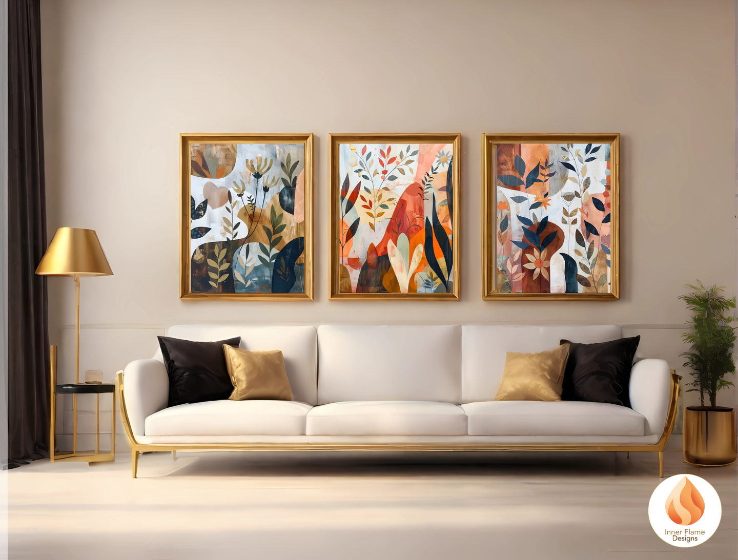 Modern Boho Wall Art Décor for Modern Home Design | Triptych Artwork (Series 3)