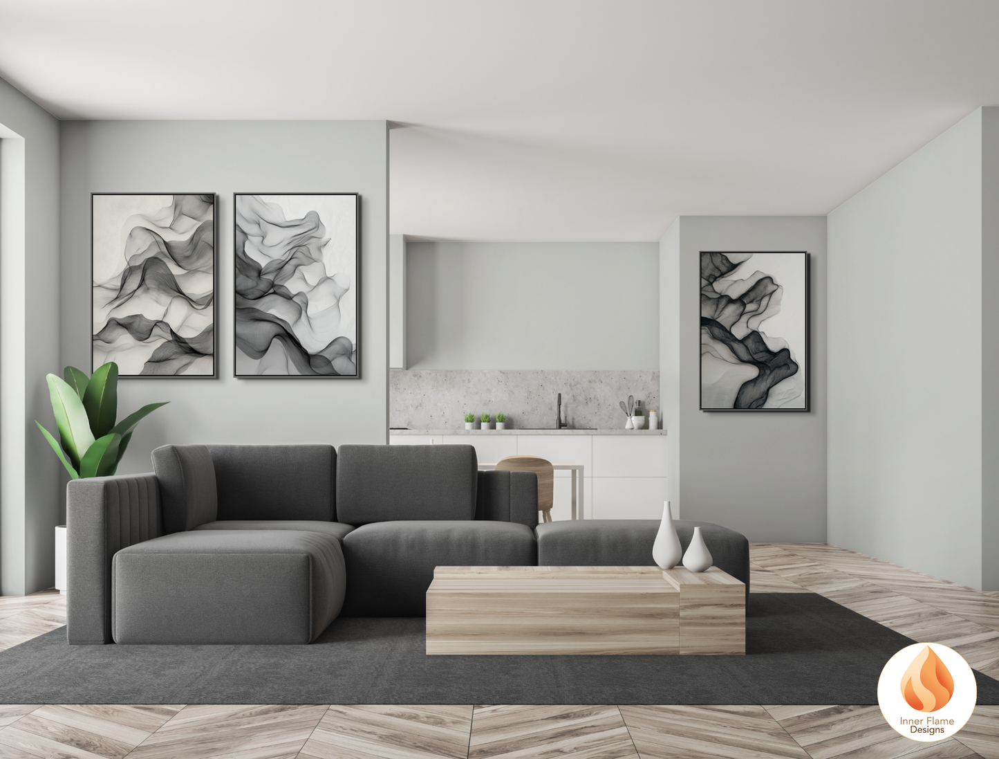 Intricate Line Art for Modern Home Design | Triptych Artwork