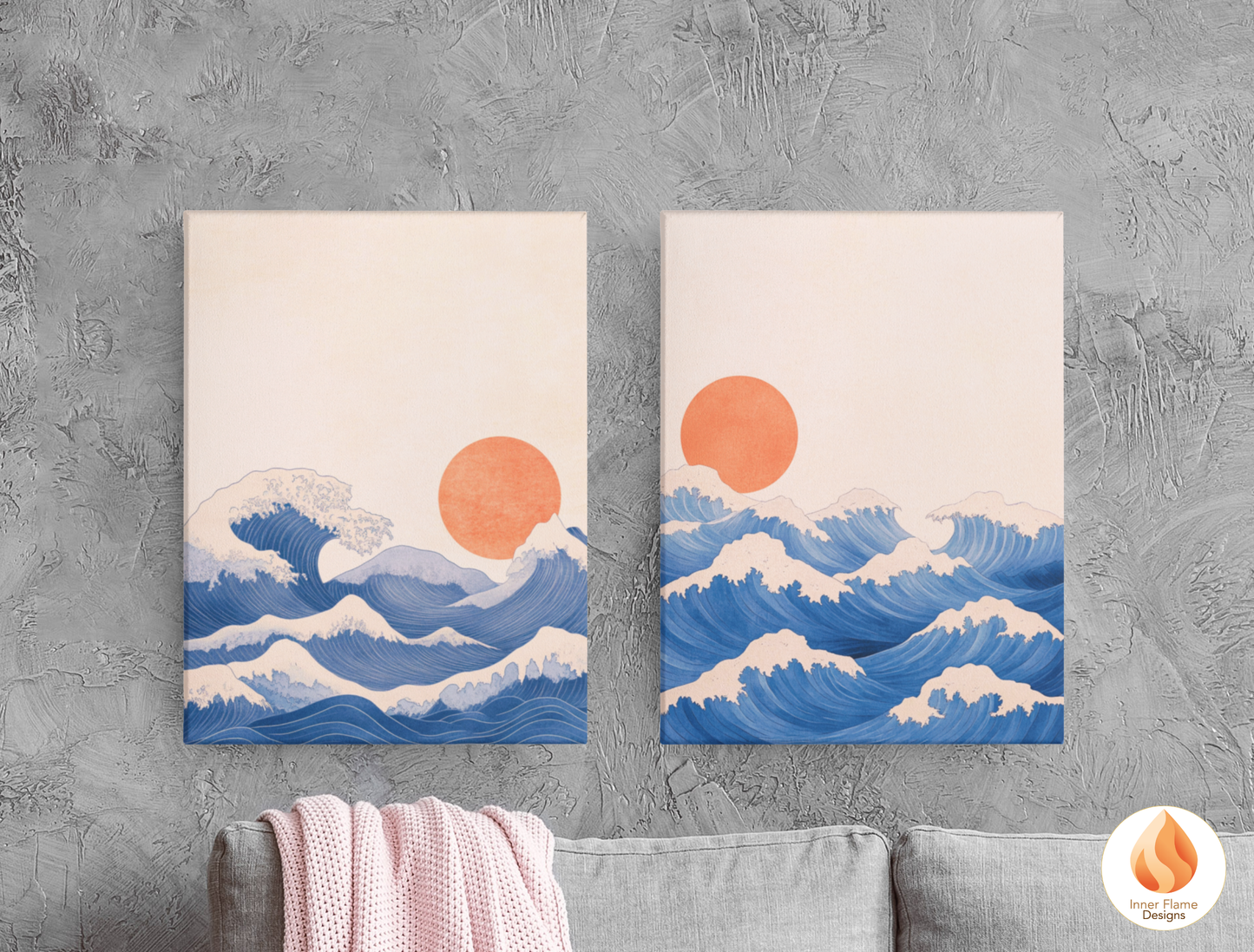 Vibrant Japandi Art for Modern Home Design | Diptych Artwork (Series 1)