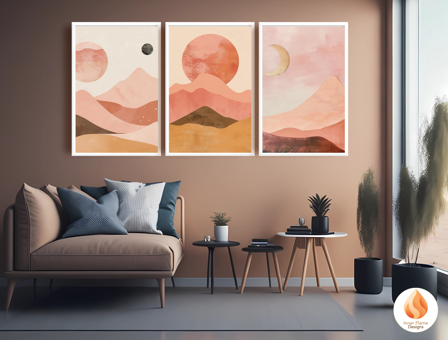 Soothing Boho Wall Art Décor for Modern Home Design | Triptych Artwork (Series 2)