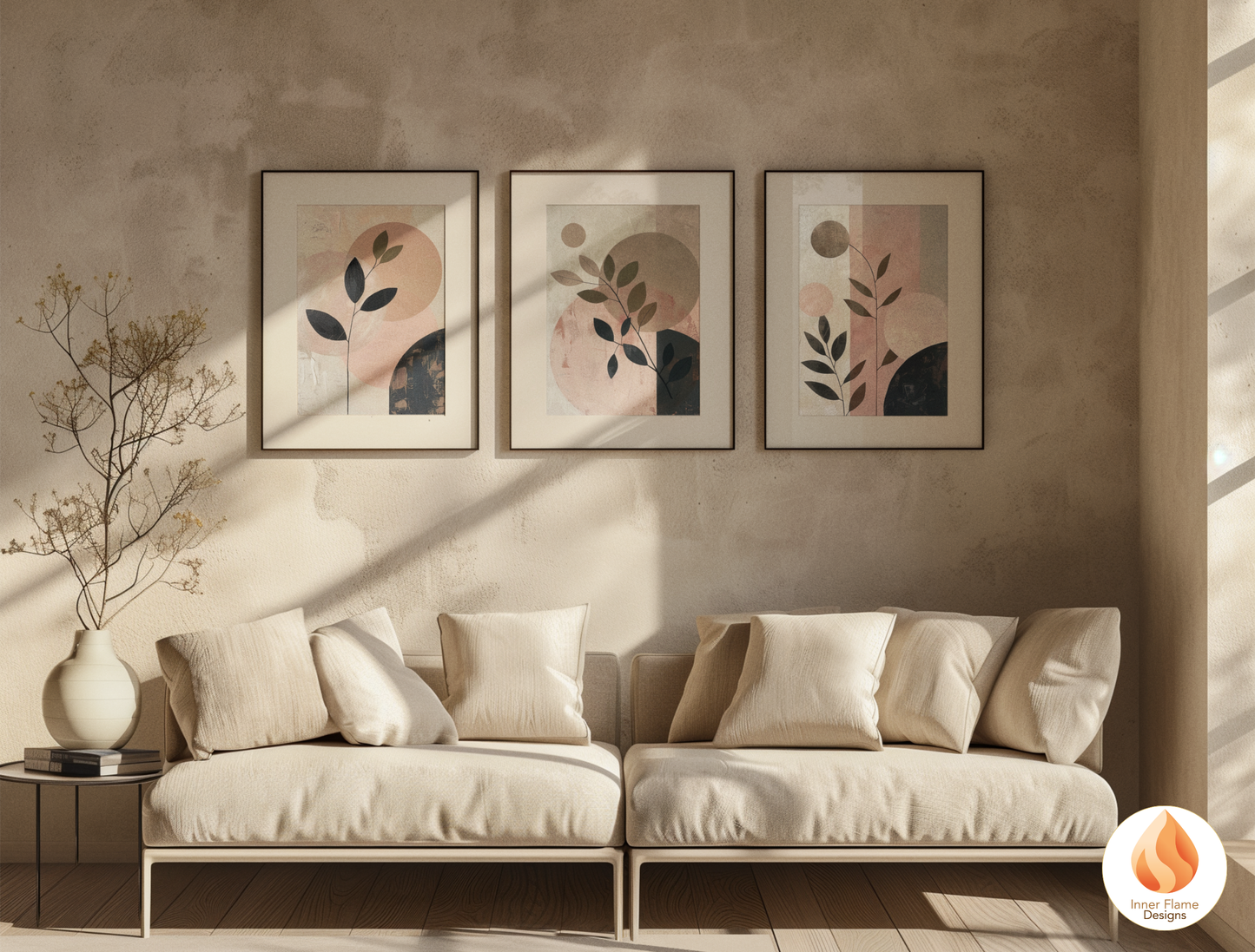 Charming Japandi Art for Modern Home Design | Triptych Artwork (Series 3)