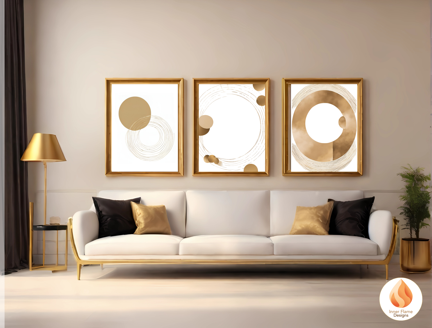 Stylish Geometric Artwork for Modern Home Design | Triptych Artwork