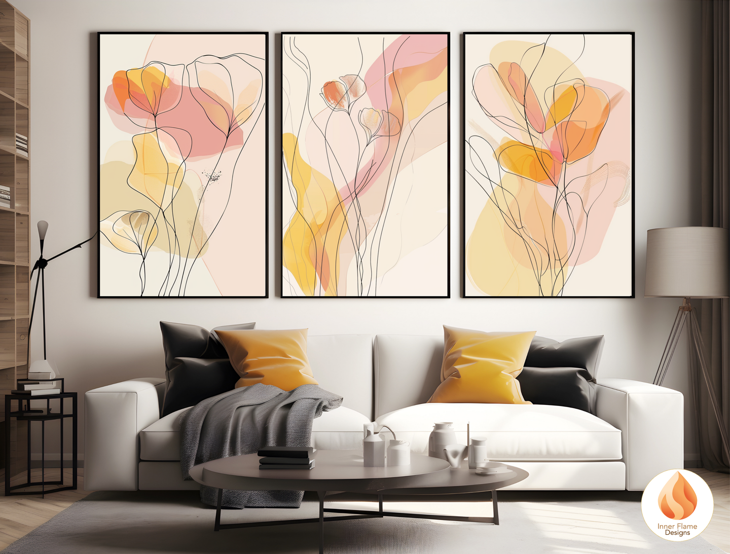 Graceful Line Art for Modern Home Design | Triptych Artwork (Series 3)