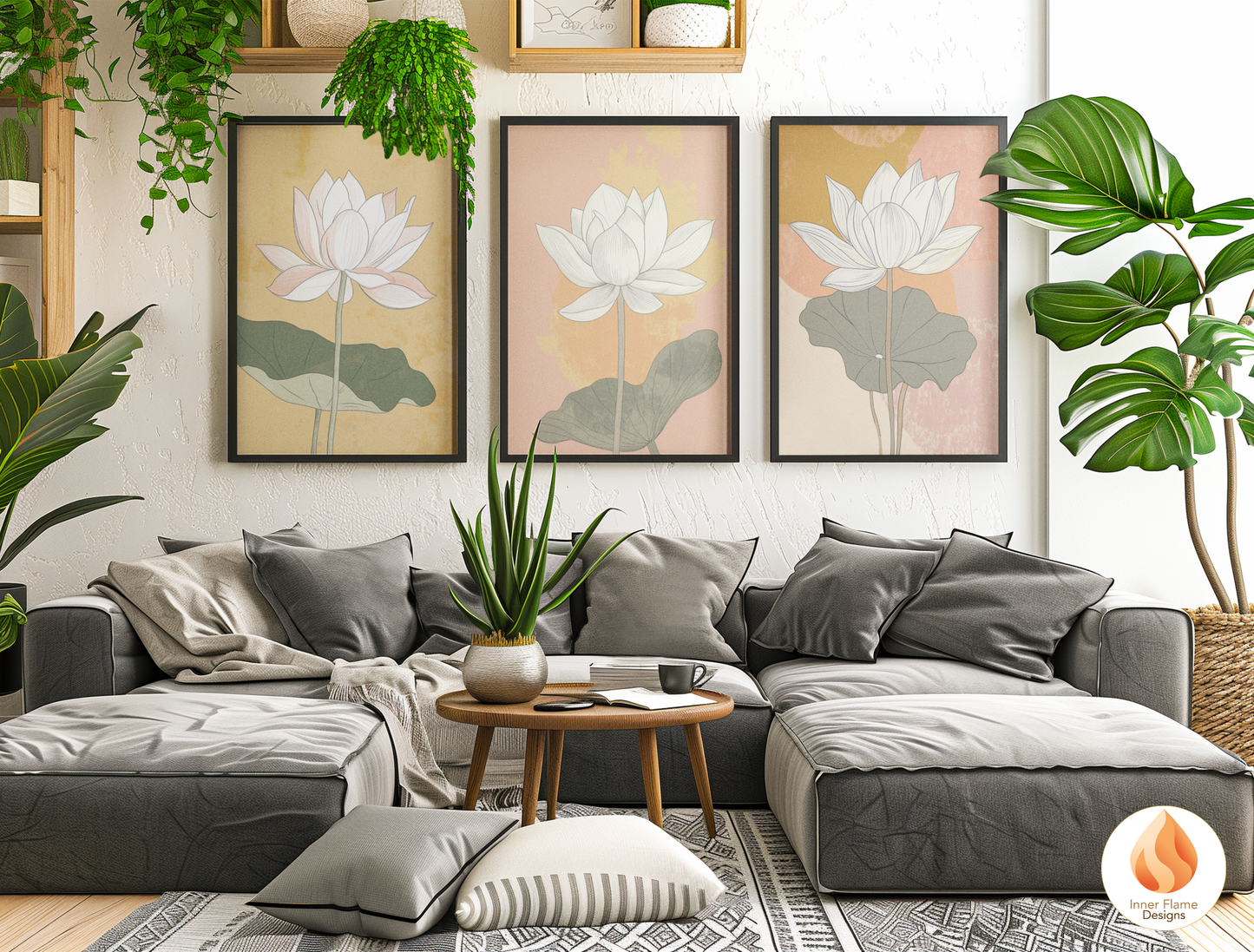 Subtle Japandi Art for Modern Home Design | Triptych Artwork (Series 1)