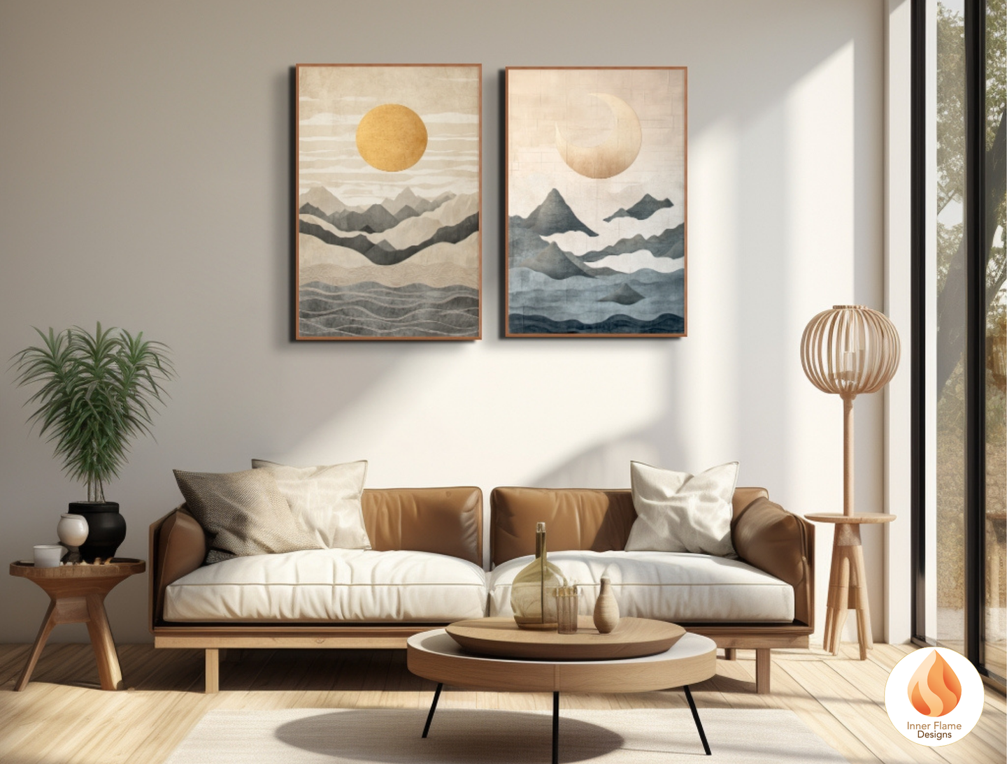 Poetic Japandi Art for Modern Home Design | Diptych Artwork
