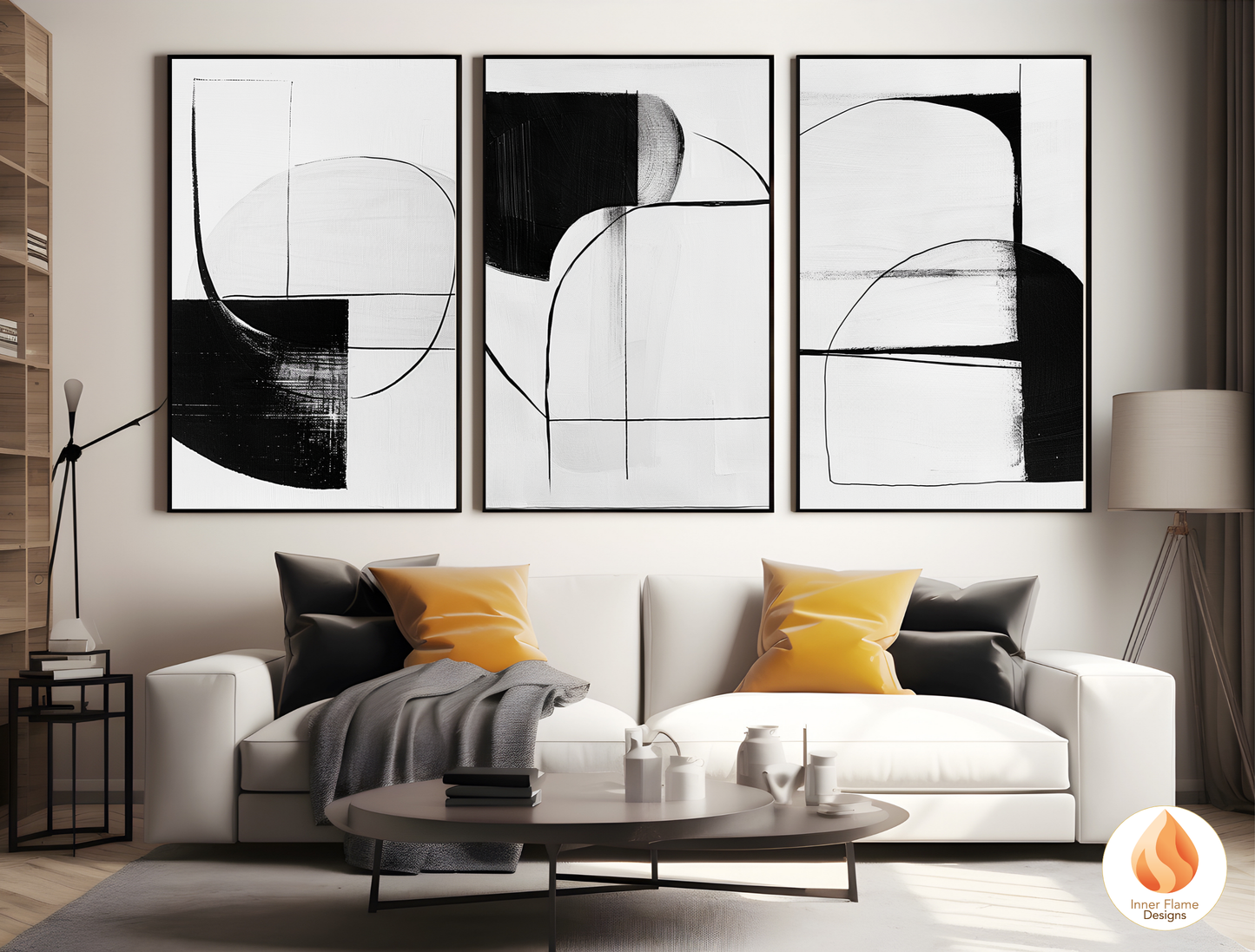 Monochromatic Line Art for Modern Home Design | Triptych Artwork (Series 1)