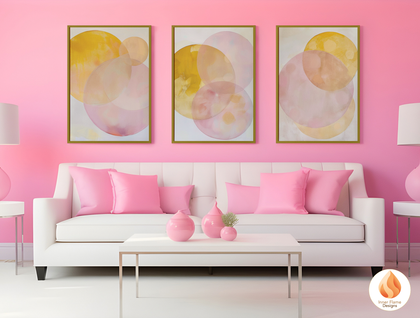 Soft and Sweet Geometric Artwork for Modern Home Design | Triptych Artwork