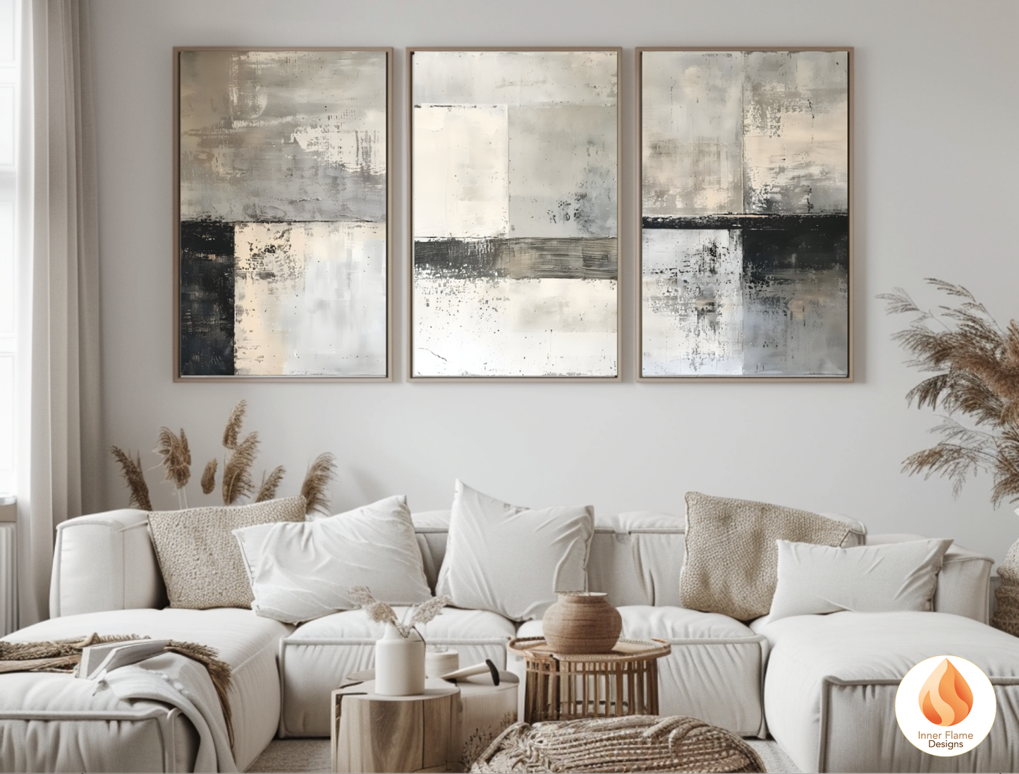Classy Minimalist Art for Modern Home Design | Triptych Artwork