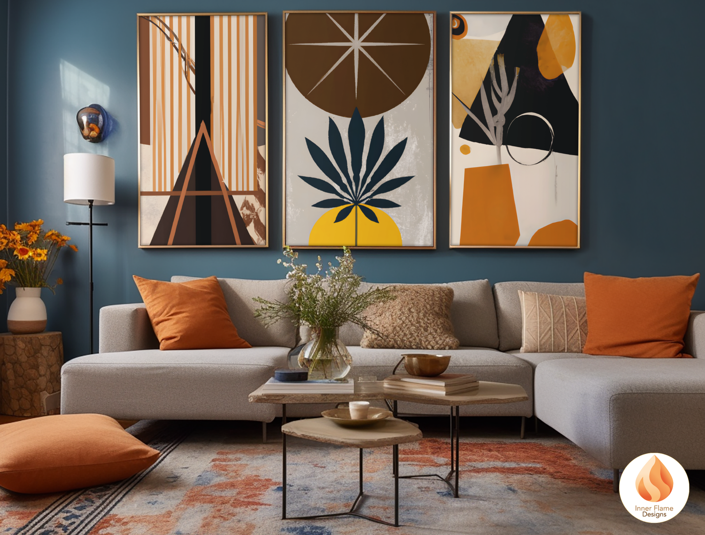 Eclectic Boho Wall Art Décor for Modern Home Design | Triptych Artwork (Series 2)