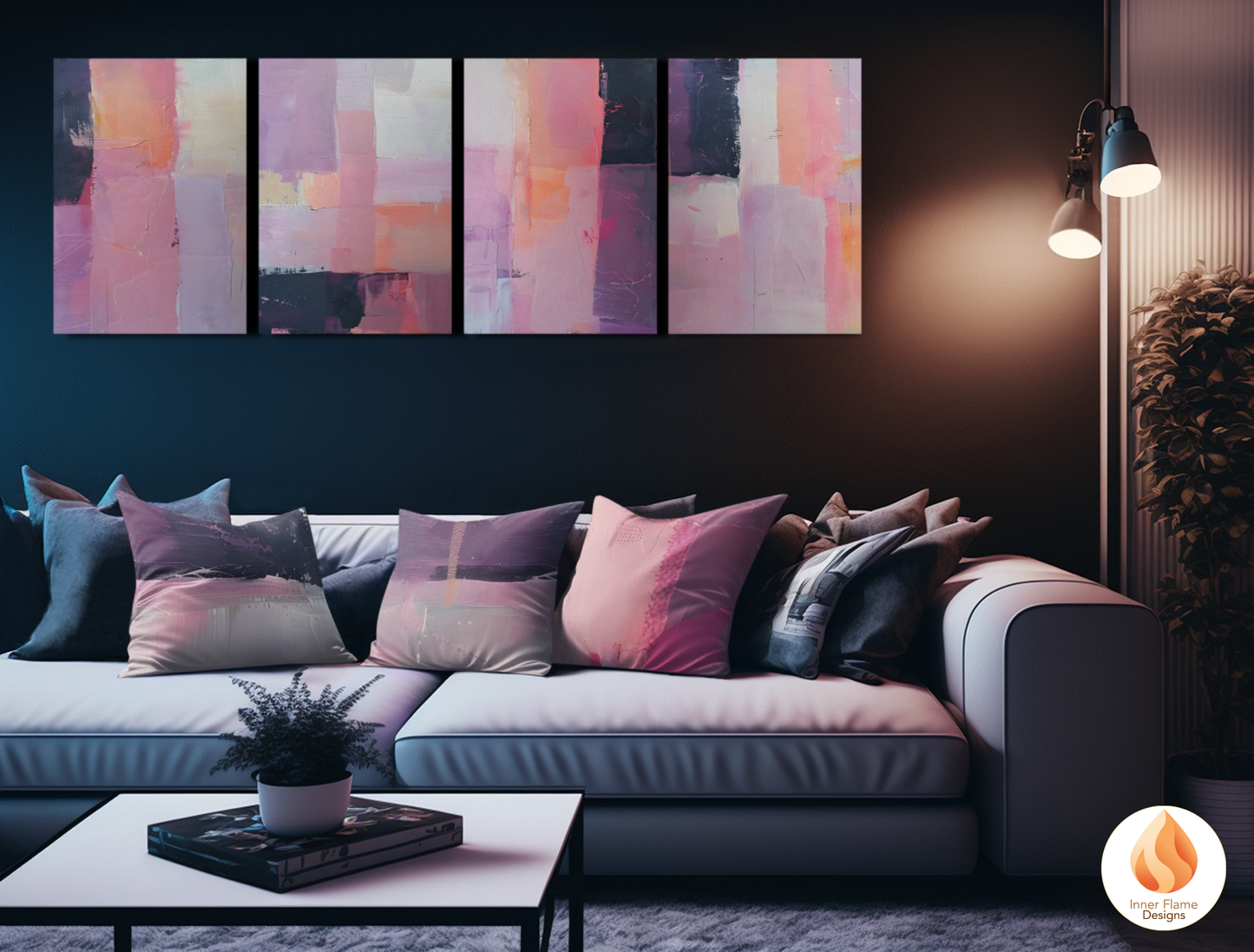 Inviting Minimalist Art for Modern Home Design | Four Piece Artwork