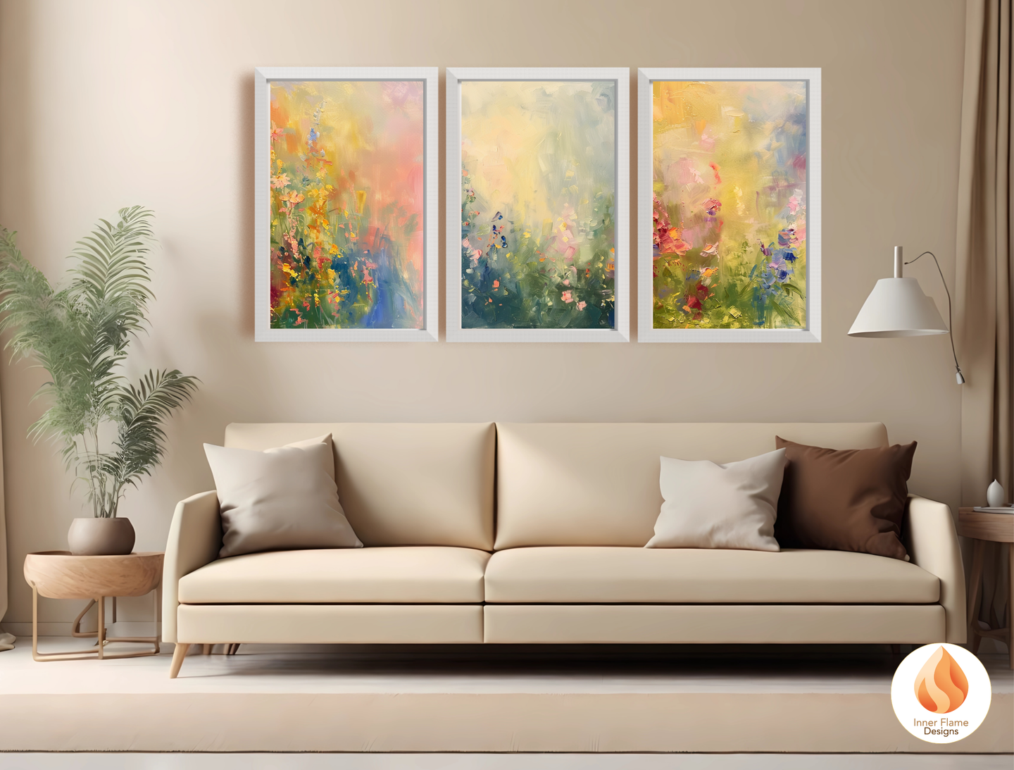 Dreamy Flower Artwork for Modern Home Design | Triptych Artwork