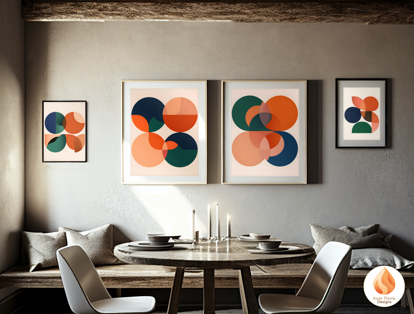 Vibrant Geometric Artwork for Modern Home Design | Four Piece Wall Art