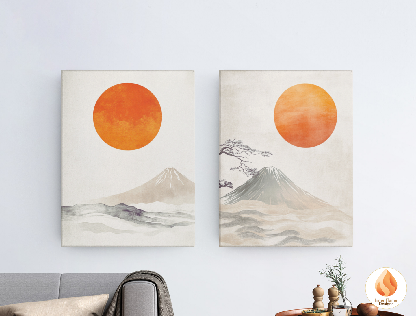 Harmonious Japandi Art for Modern Home Design | Diptych Artwork (Series 2)