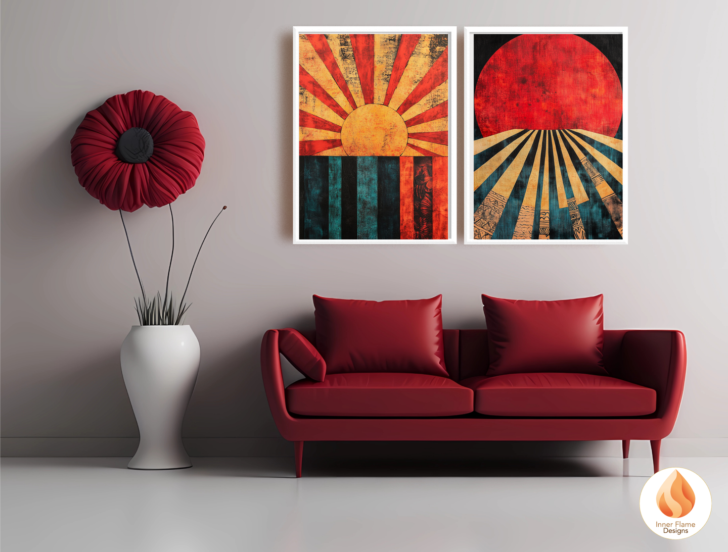 Vivid Cosmic Boho Wall Art Décor for Modern Home Design | Triptych Artwork (Series 2)
