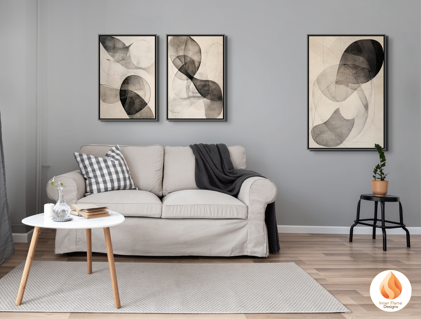Serene Line Art for Modern Home Design | Triptych Artwork