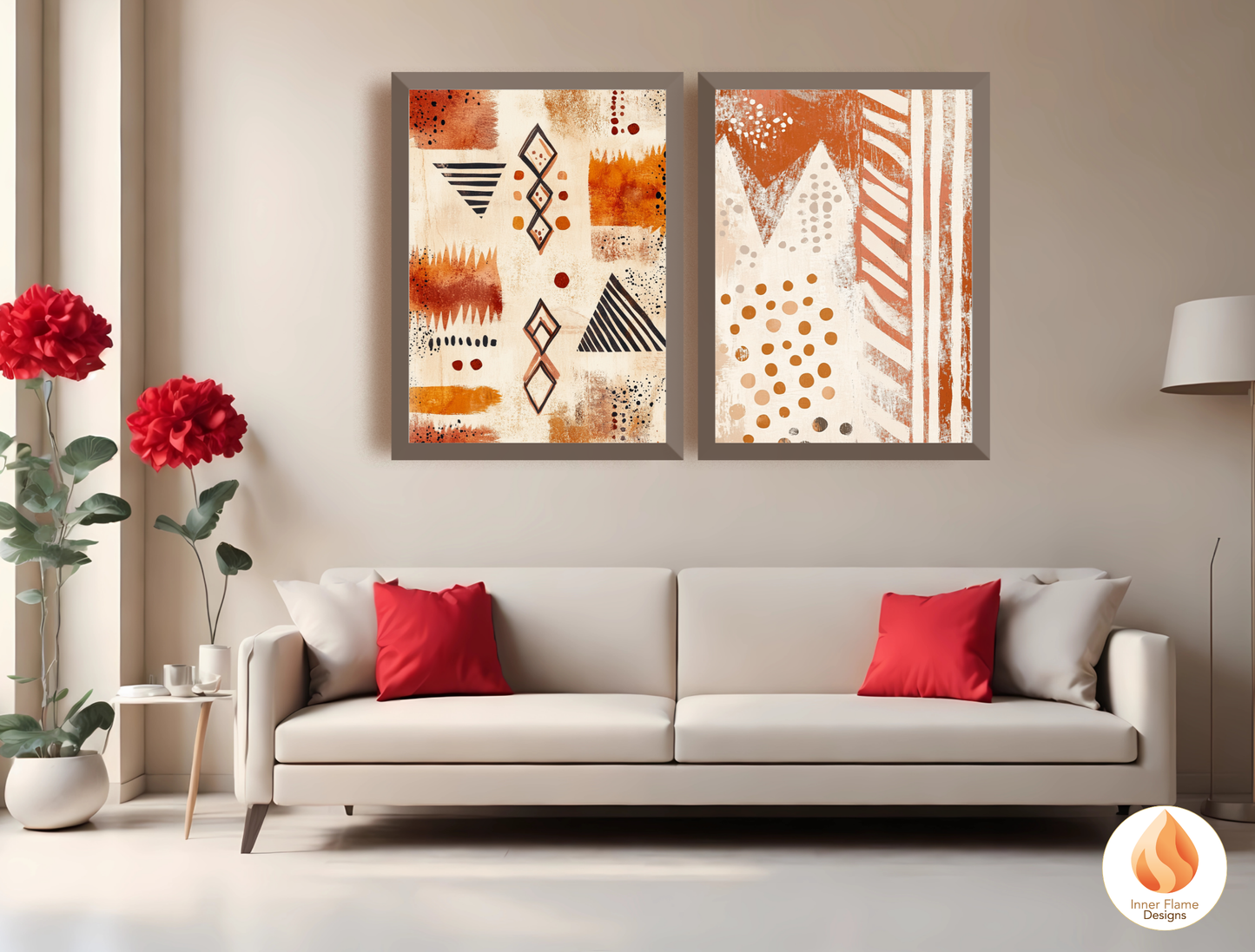 Tribal Boho Wall Art Décor for Modern Home Design | Triptych Artwork