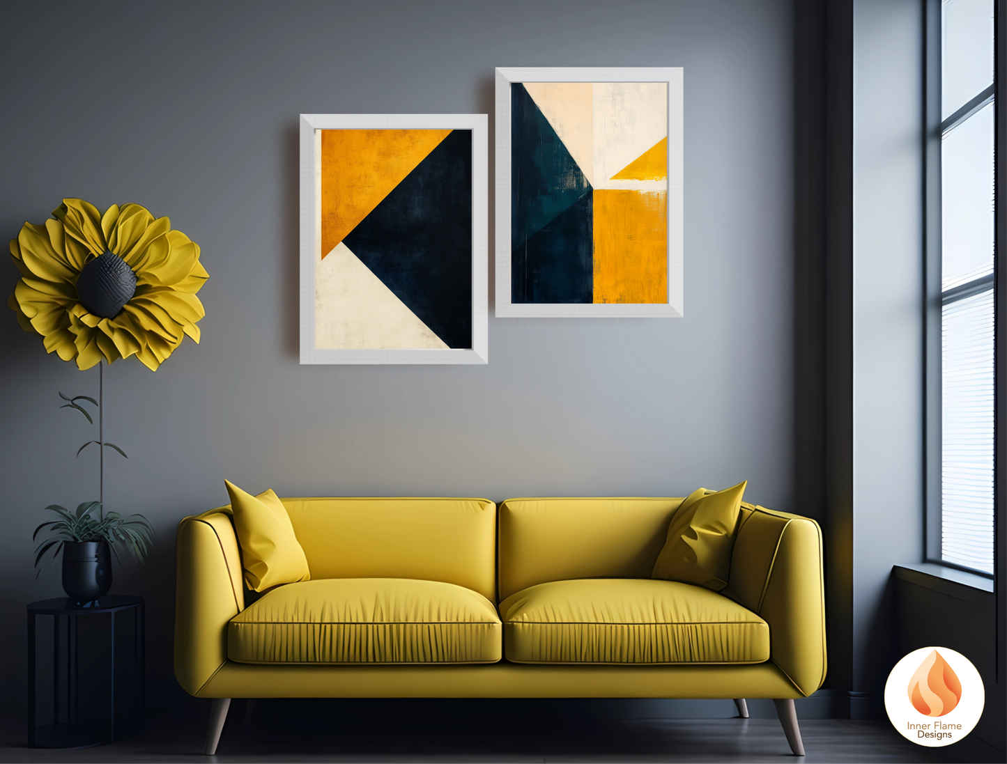 Edgy Geometric Artwork for Modern Home Design | Triptych Artwork