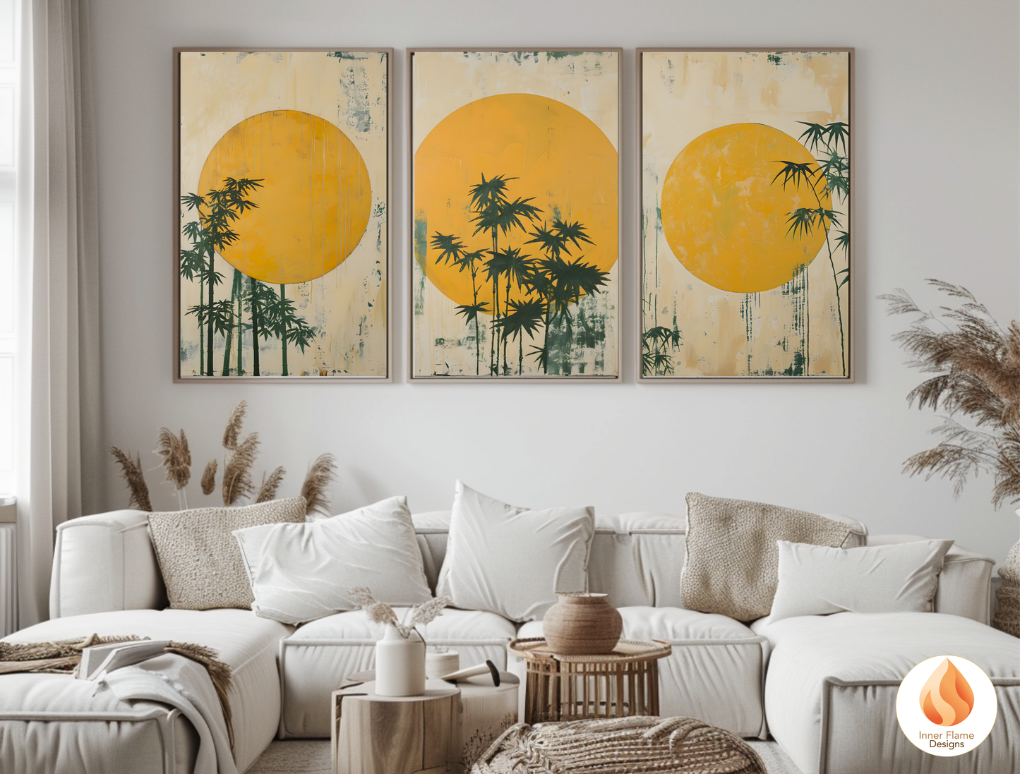 Tranquil Japandi Art for Modern Home Design | Triptych Artwork (Series 1)