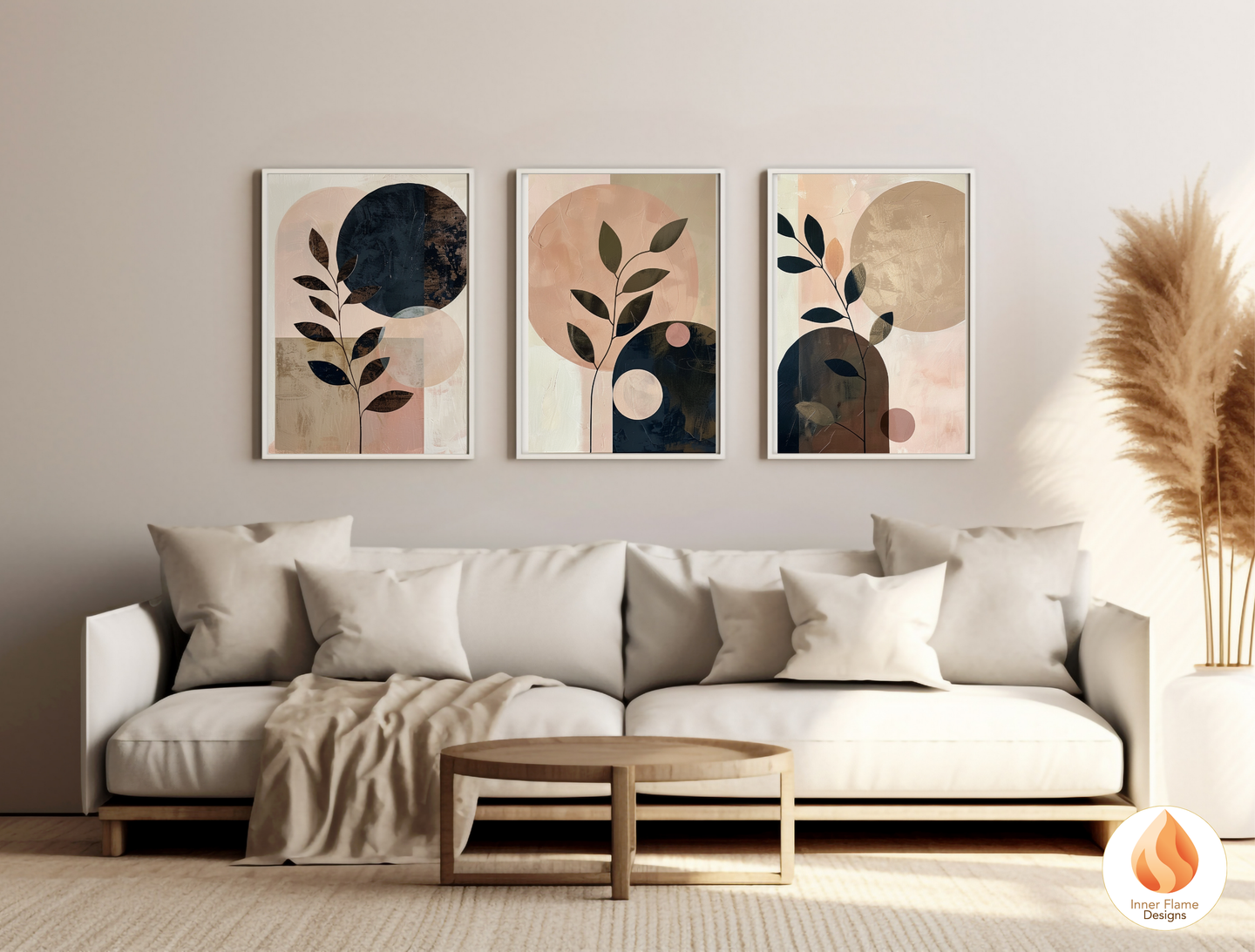 Charming Japandi Art for Modern Home Design | Triptych Artwork (Series 2)
