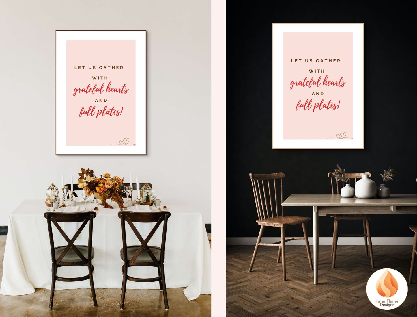 Motivational Poster with Quote on Family and Togetherness 5 - "Let Us Gather With Grateful Hearts And Full Plates!"
