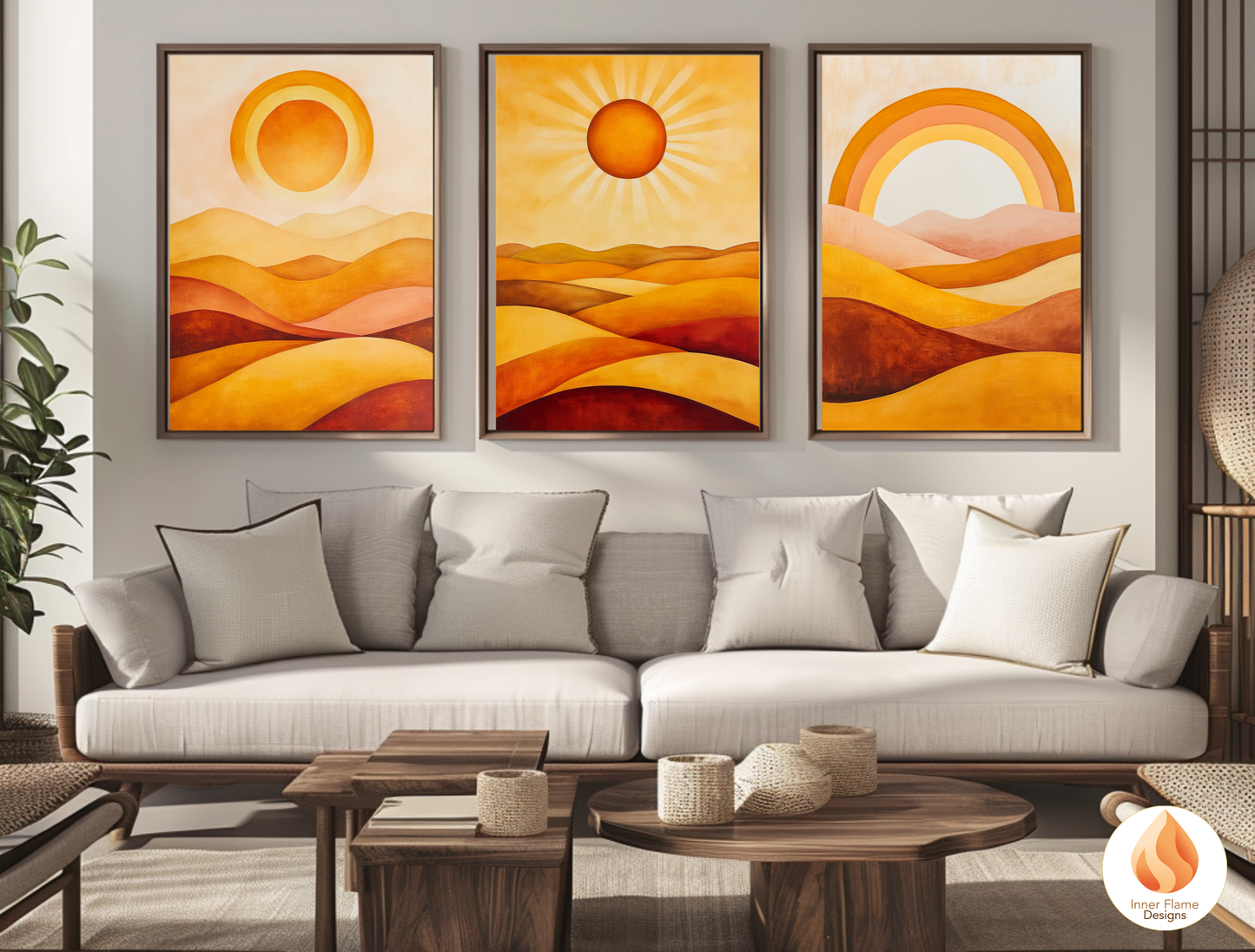 Vibrant Boho Wall Art Décor for Modern Home Design | Triptych Artwork