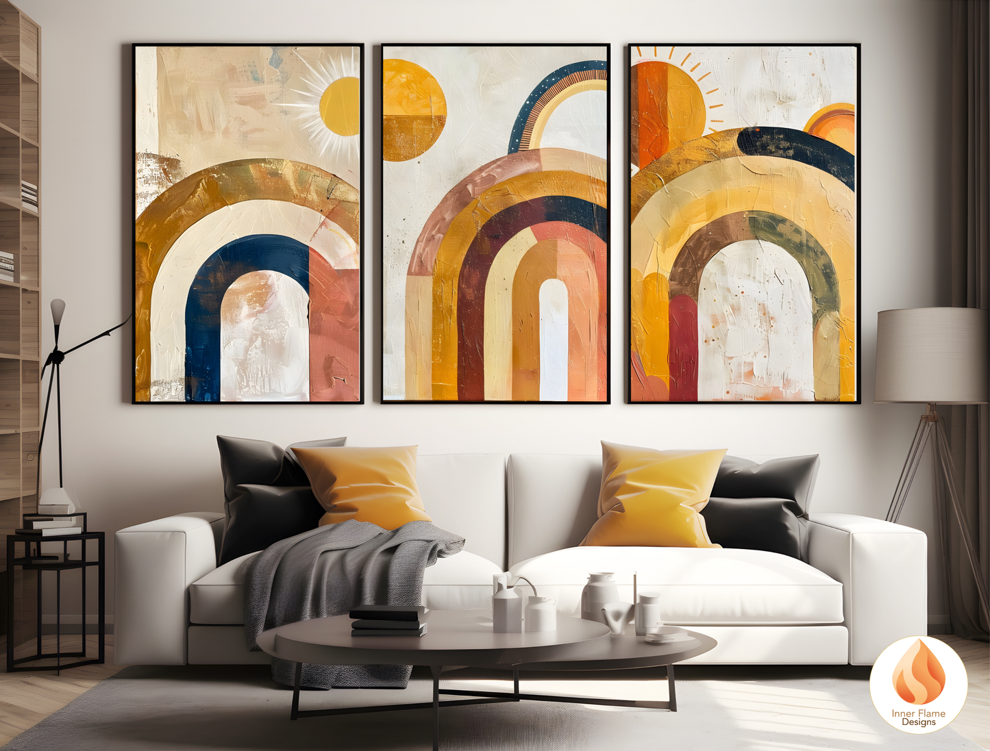 Eclectic Boho Wall Art Décor for Modern Home Design | Triptych Artwork (Series 4)