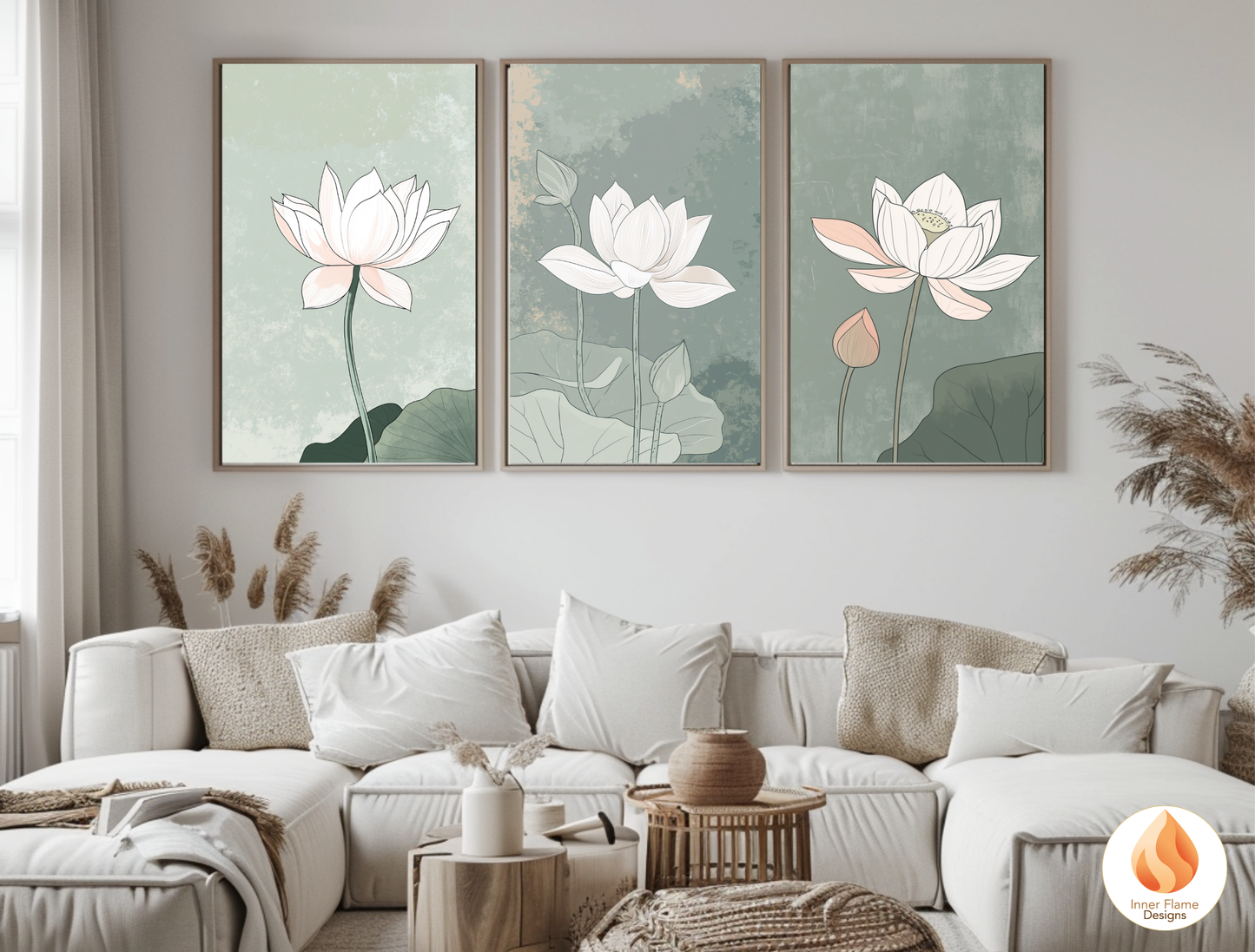Subtle Japandi Art for Modern Home Design | Triptych Artwork (Series 5)